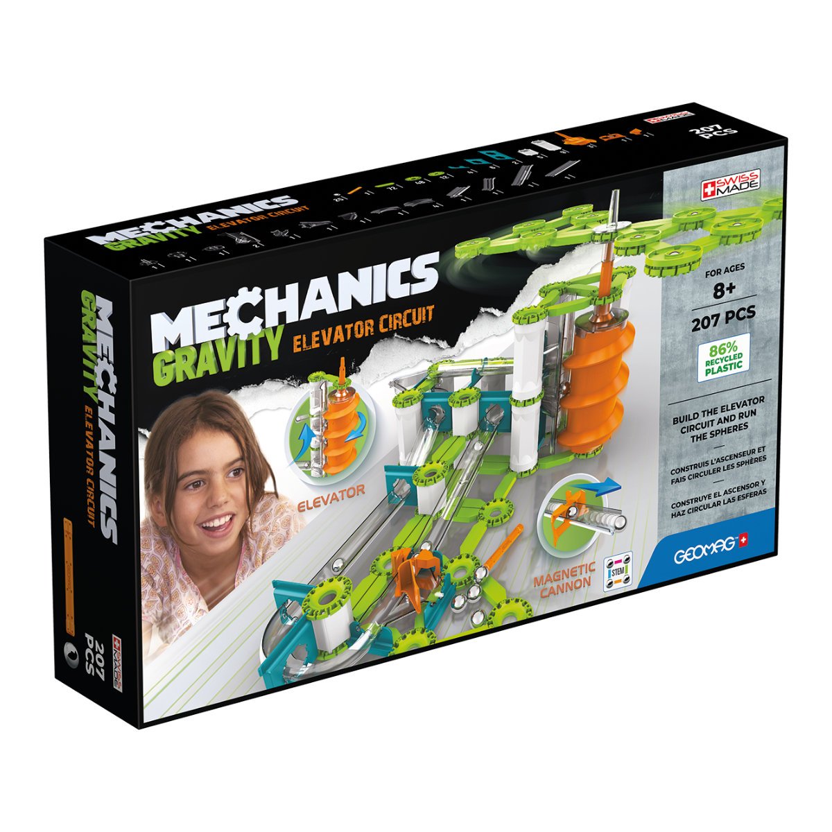 Geomag Mechanics Gravity Elevator Circuit 207 Piece Magnetic Set