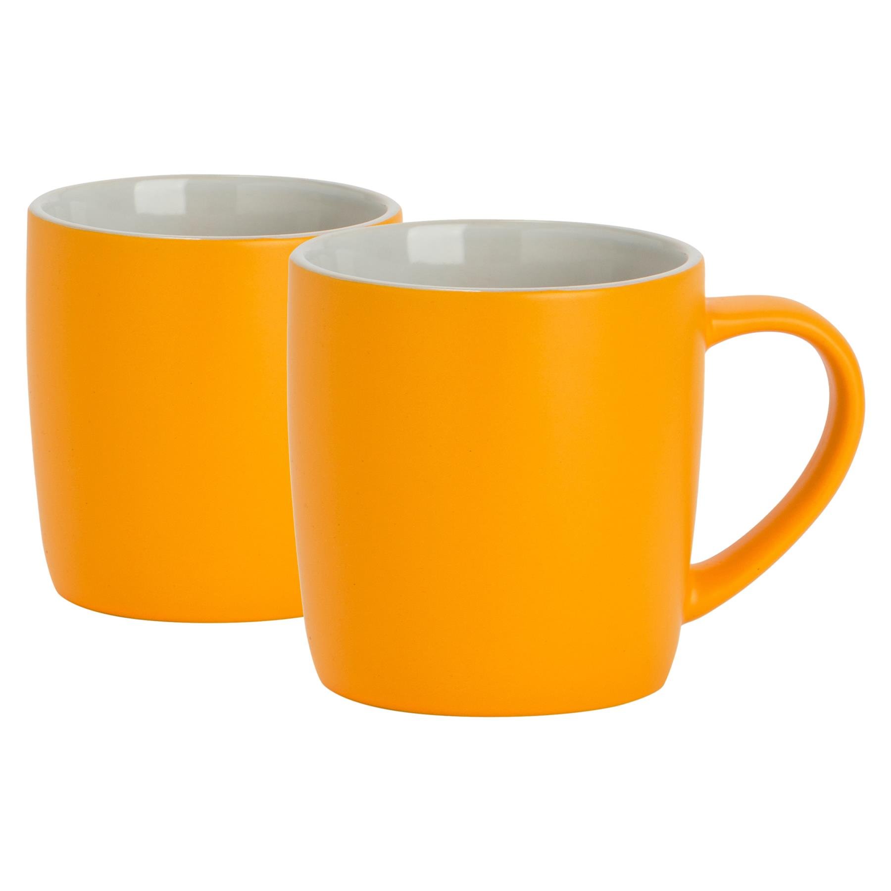 Argon Tableware Matt Coloured 350ml Coffee Mugs Pack of 2 - Yellow