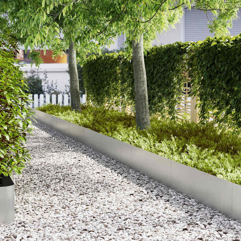 Walplus Pack of 20 Galvanised Steel Lawn Edging - Silver - 100 x 0.05 x 30 cm