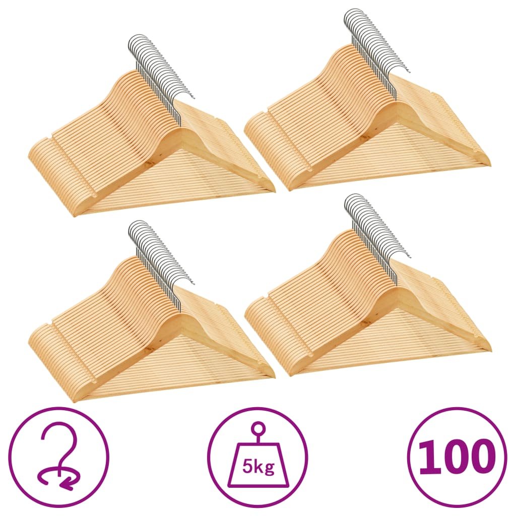 Walplus Clothes Hanger Set Non-slip Hardwood - Light Brown - 44.5 x 0.6 x 23 cm