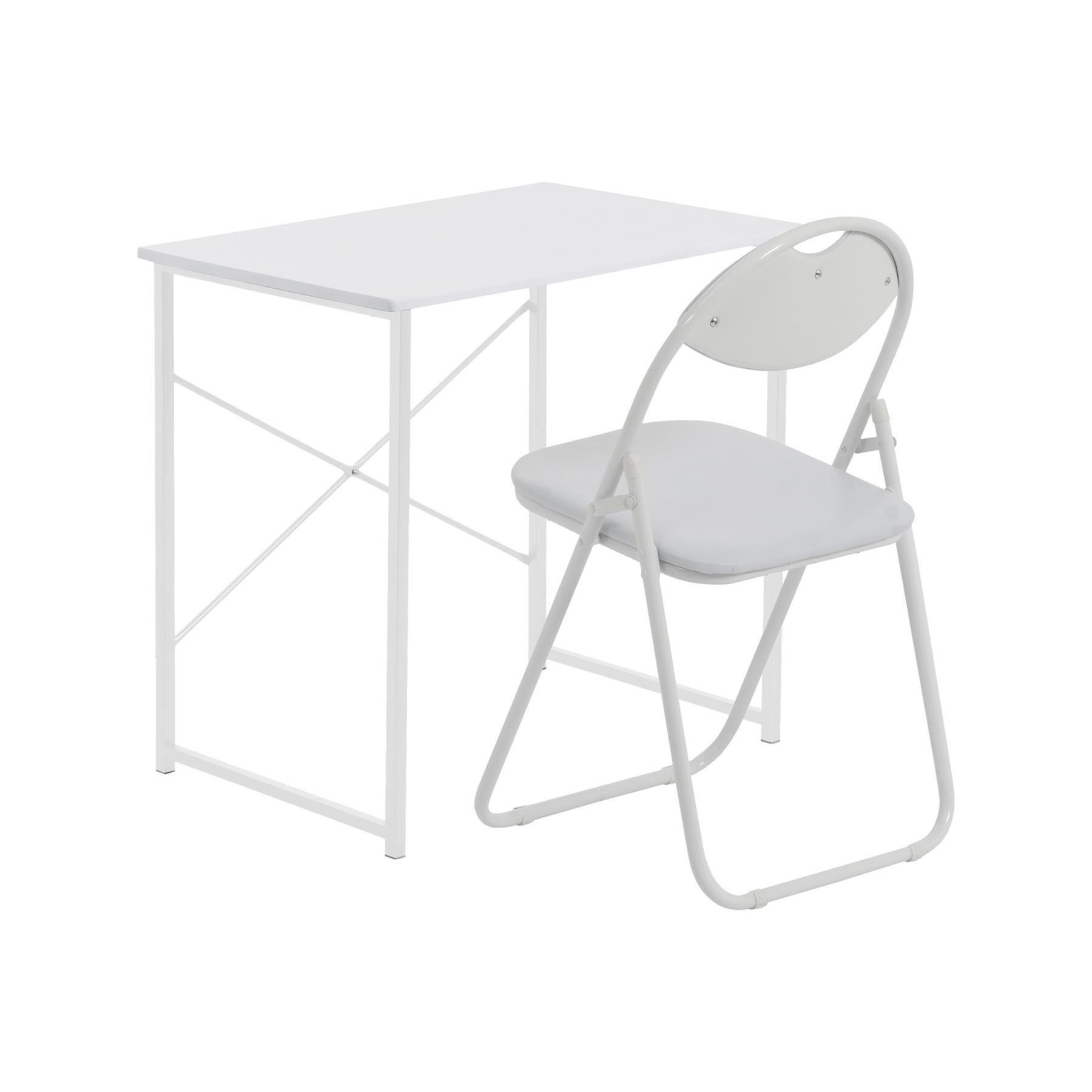 Harbour Housewares Wooden Computer Desk & Chair Set - White/White