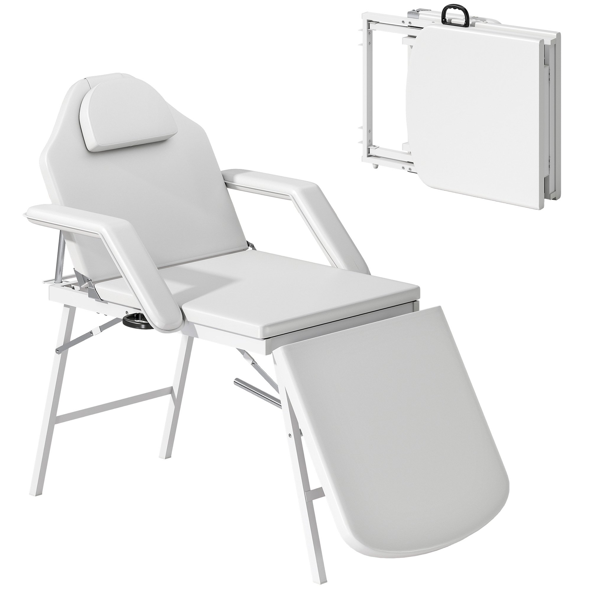Homcom 3 Section Adjustable Foldable Face Hole Massage Table – White