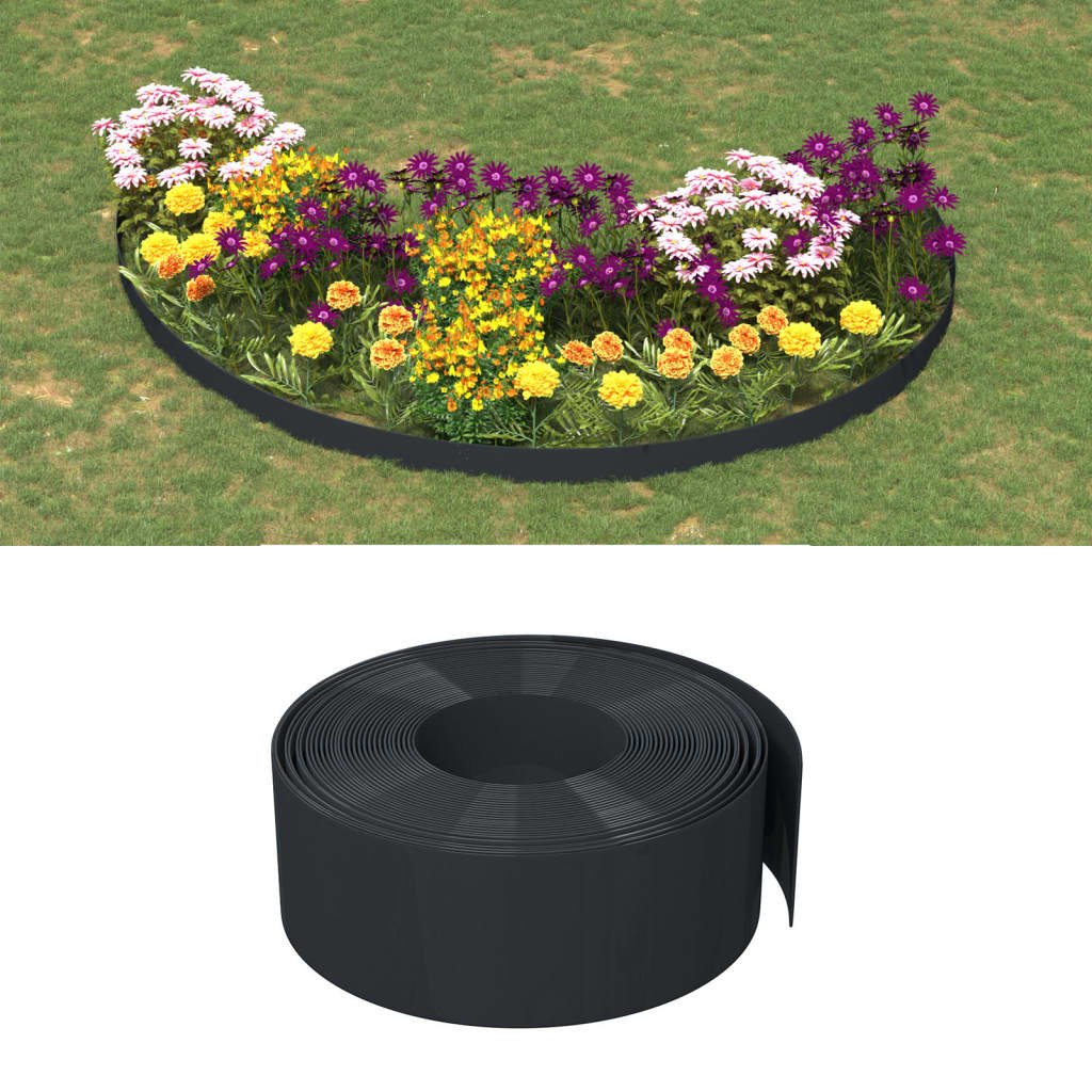 Walplus Pack of 4 Polyethylene Garden Edgings - Black - 1000 x 20 cm