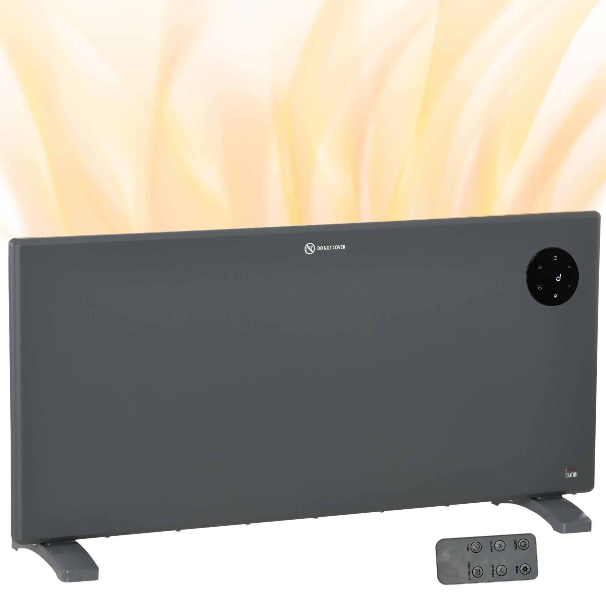 HOMCOM 2000W Wall Mounted Electric Heater with LED Display - Grey