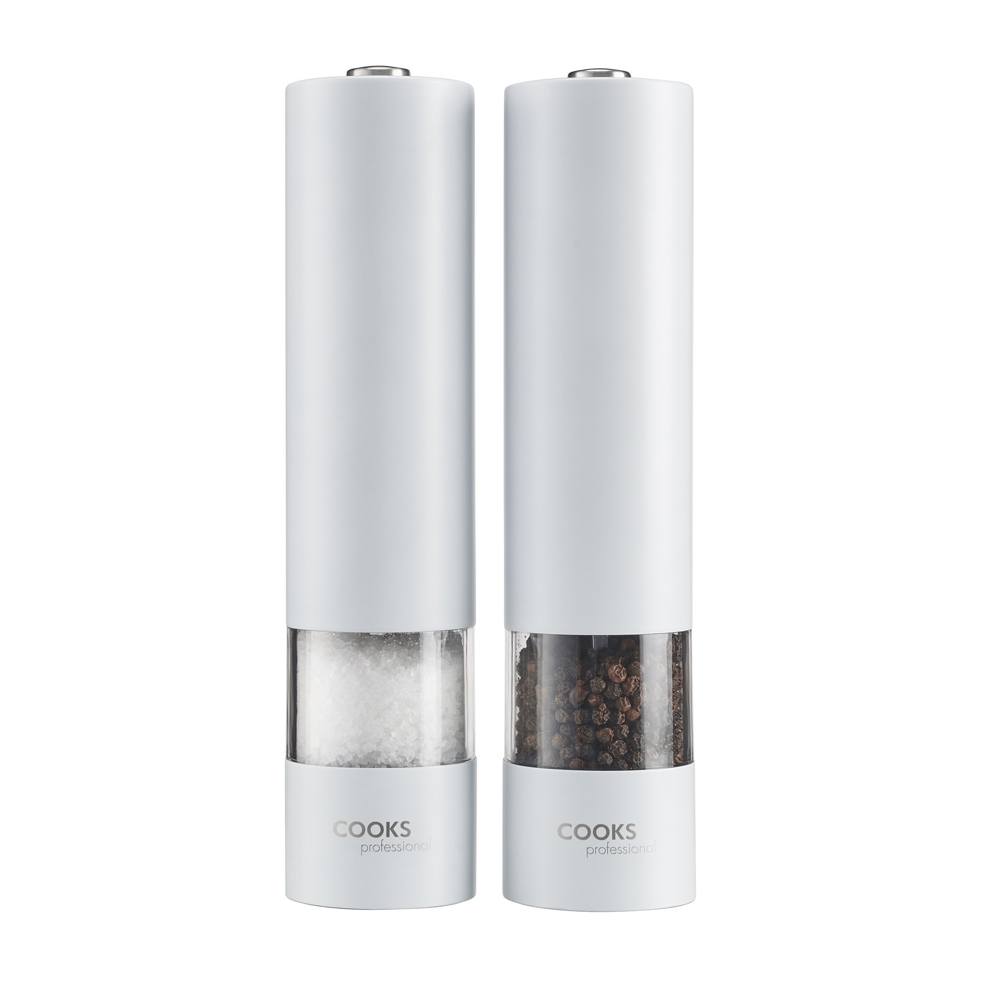 Cooks Professional Electric Salt and Pepper Mill Set - White