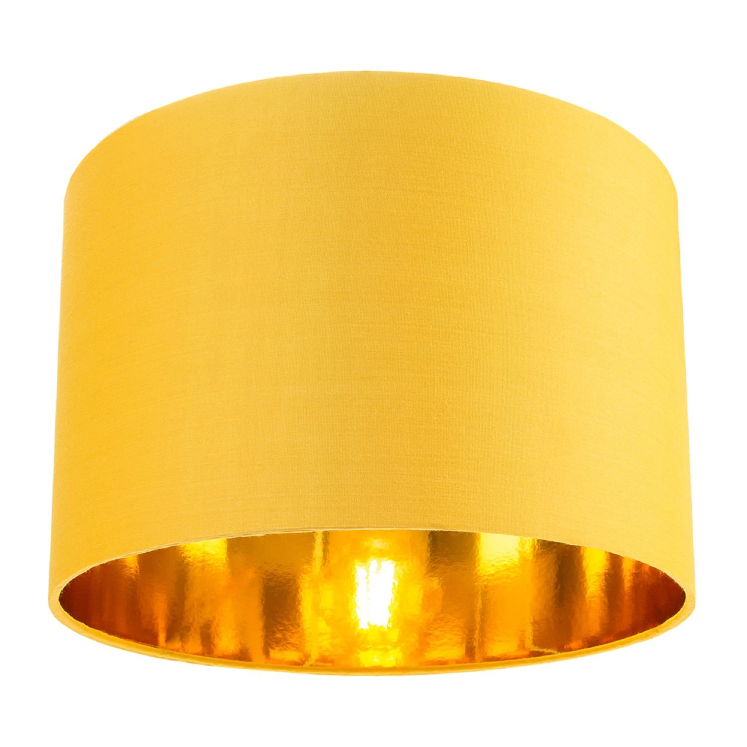 Happy Homewares Ochre Cotton with Shiny Gold Inner Lampshade - 30cm