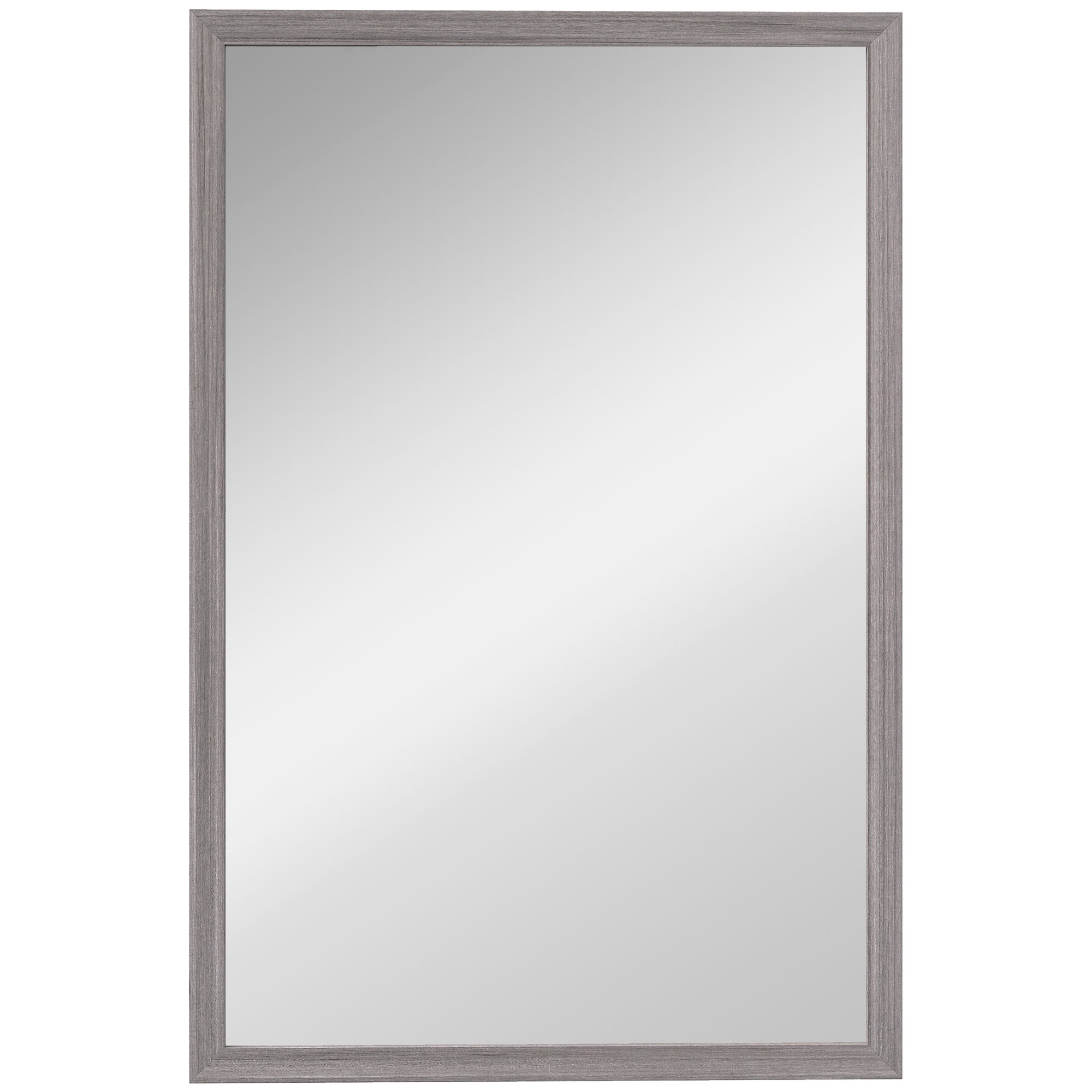 HOMCOM Rectangular Decorative Wall Mirror - Grey Wood Grain