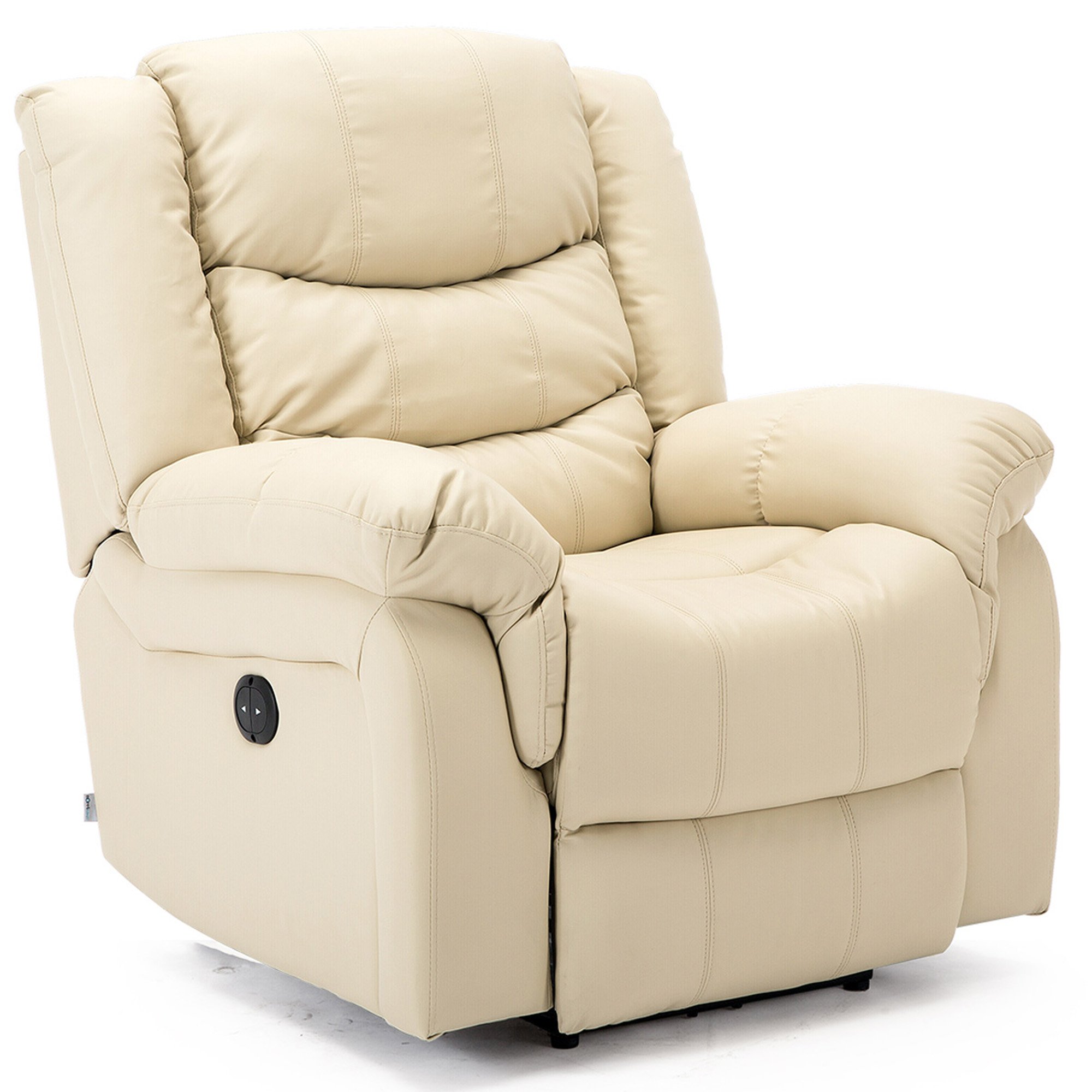 Furniture Online Seattle Electric Recliner Bonded Leather Chair - Cream