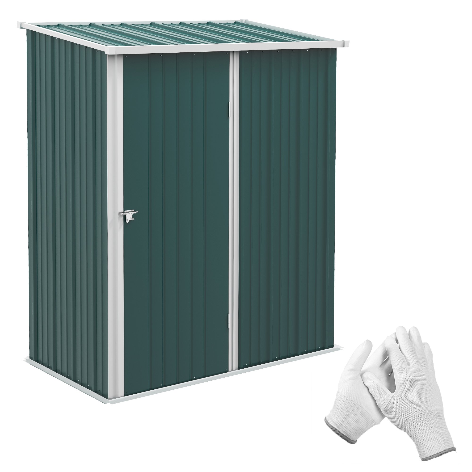 Outsunny Metal Garden Shed with Single Lockable Door - Green
