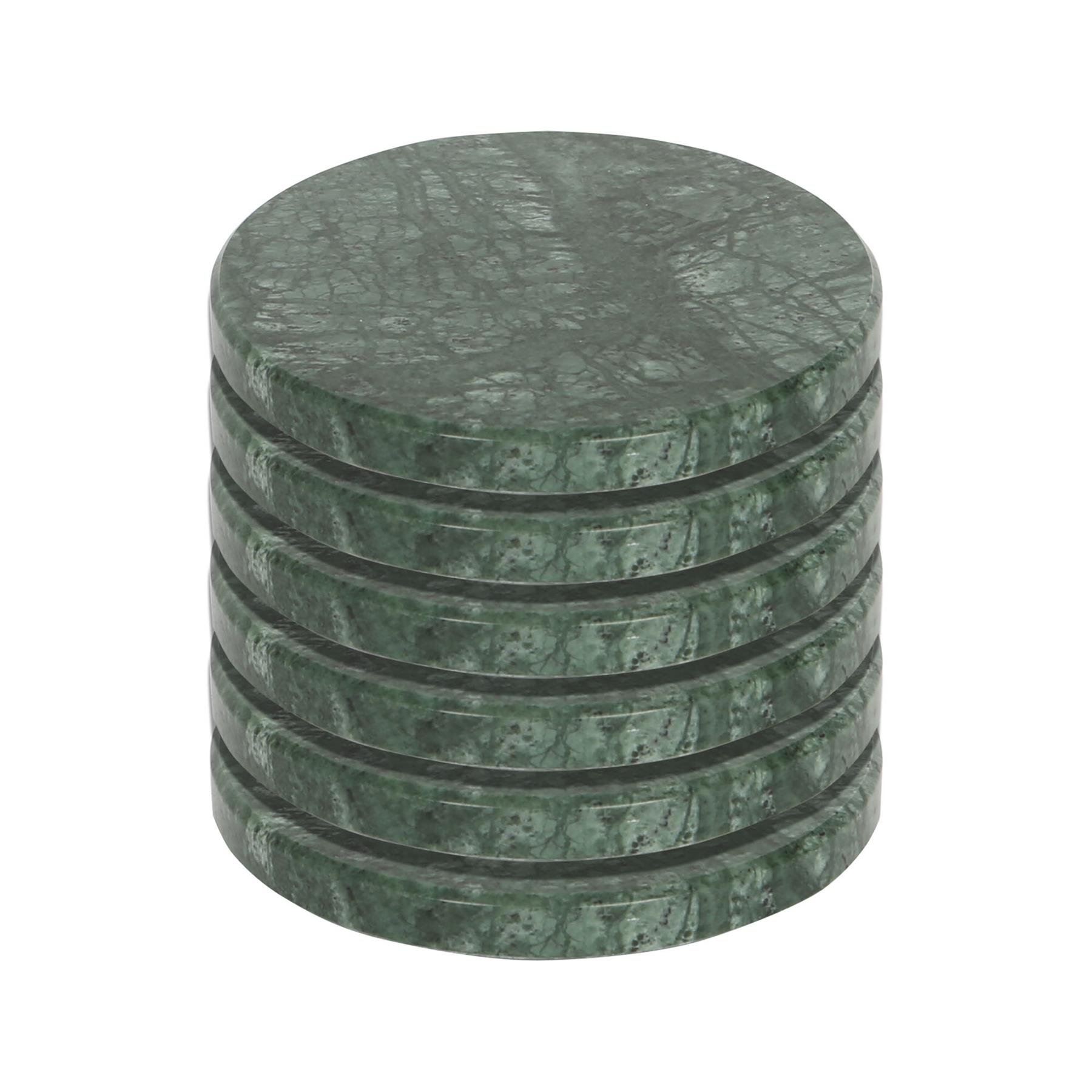 Argon Tableware Round Marble Coasters - Green - Pack of 6
