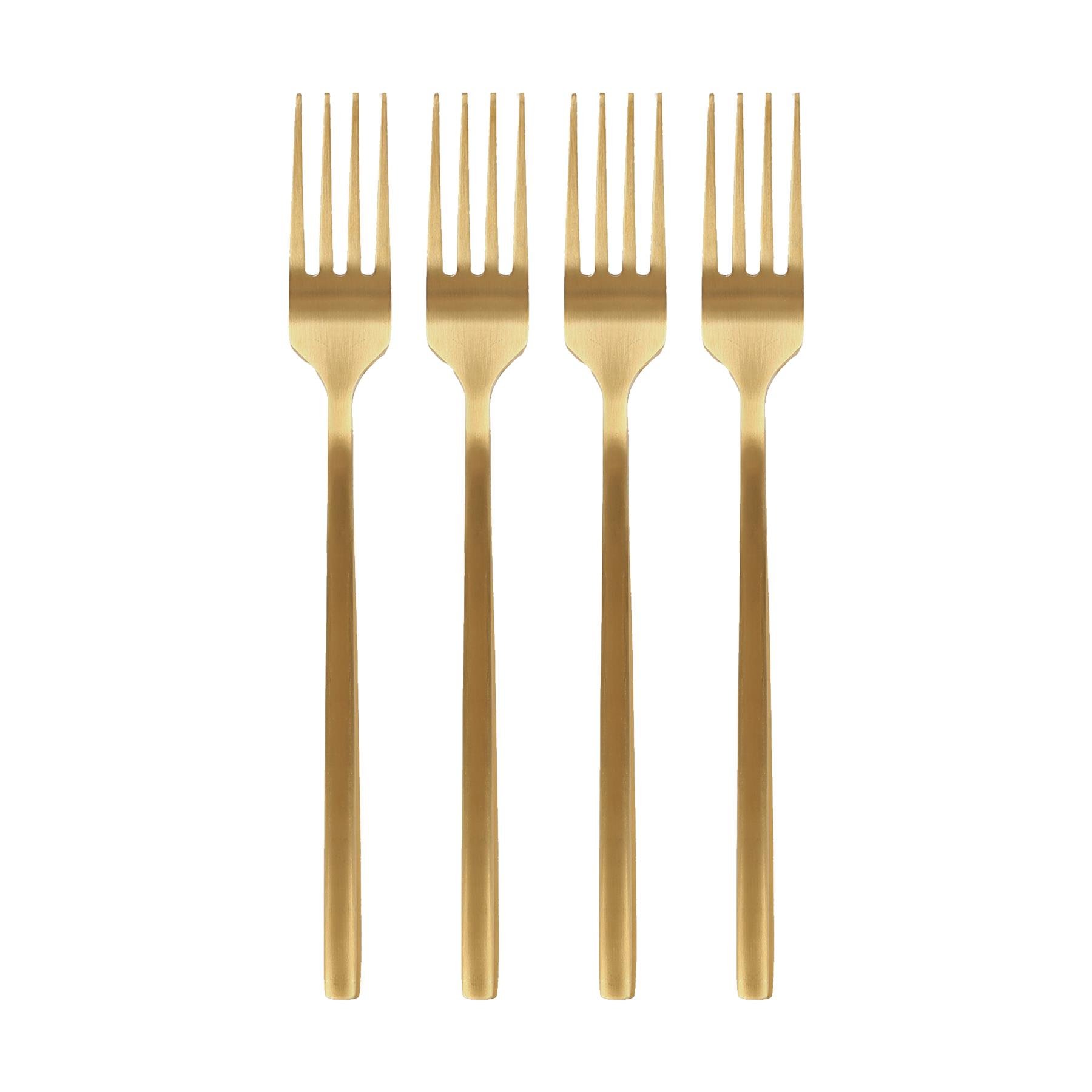Argon Tableware Stainless Steel Dinner Forks - Gold - Pack of 4