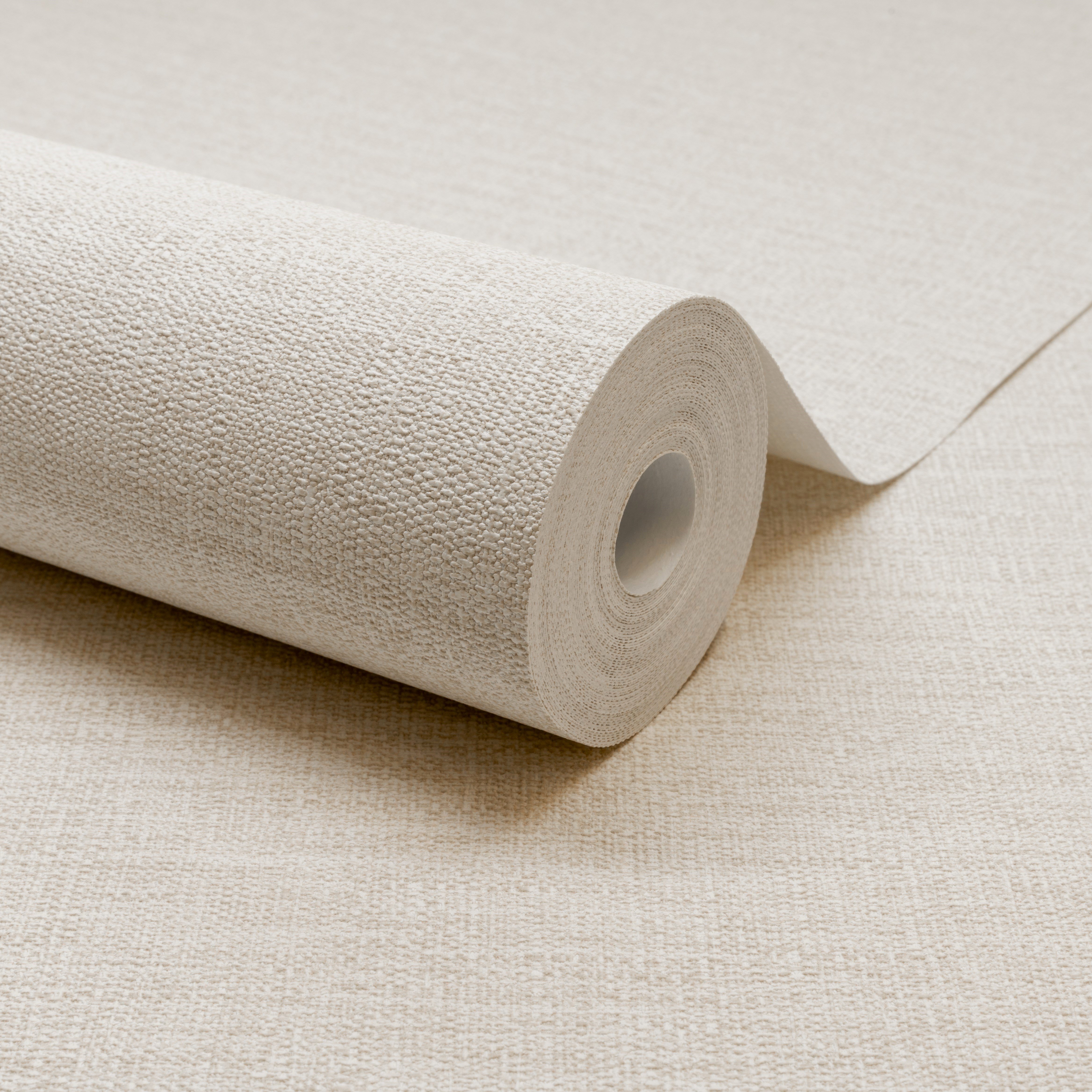 Grandeco Telma Slubbed Fabric Hessian Textured Wallpaper - Cream
