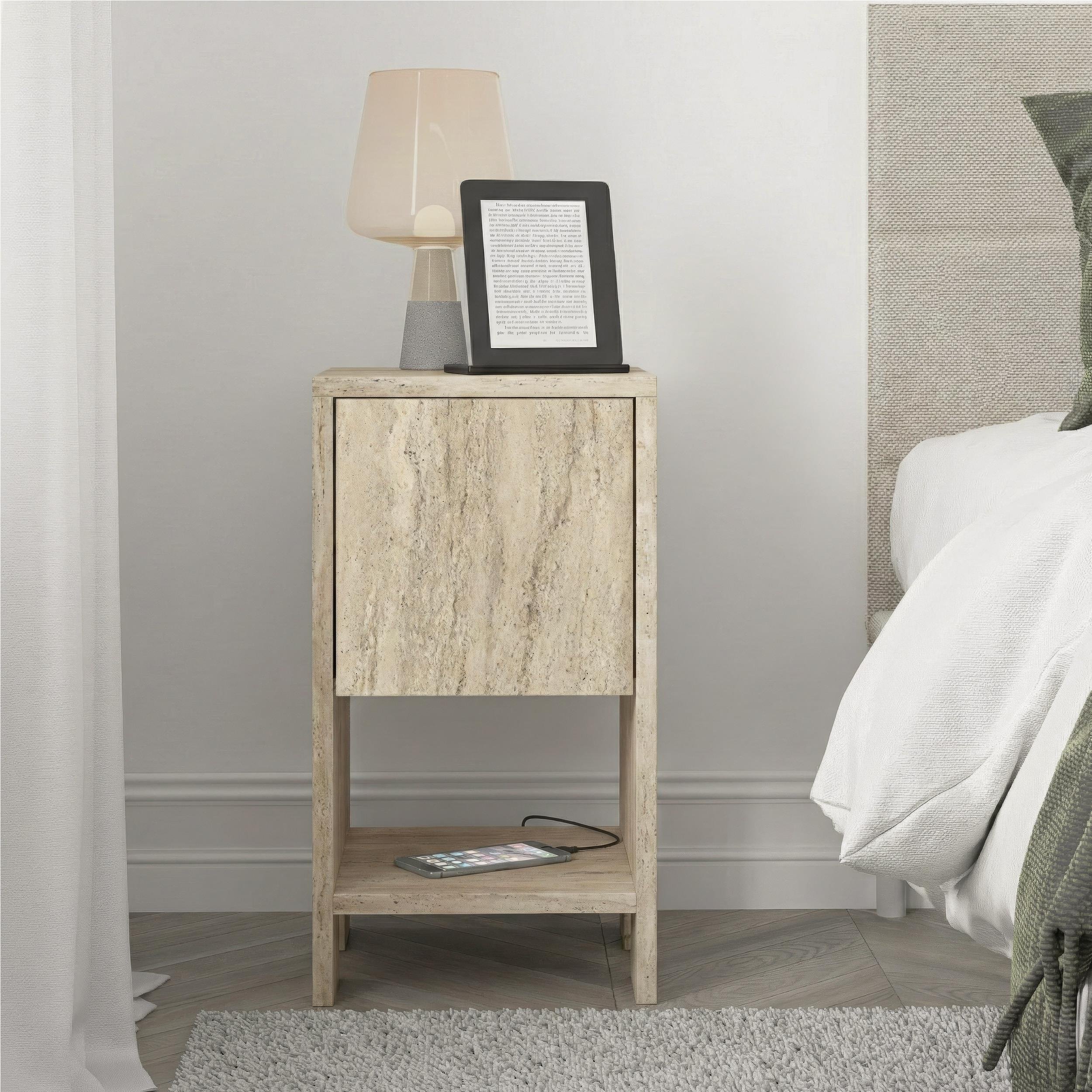 Decortie Ema Particleboard Bedside Table - Stone