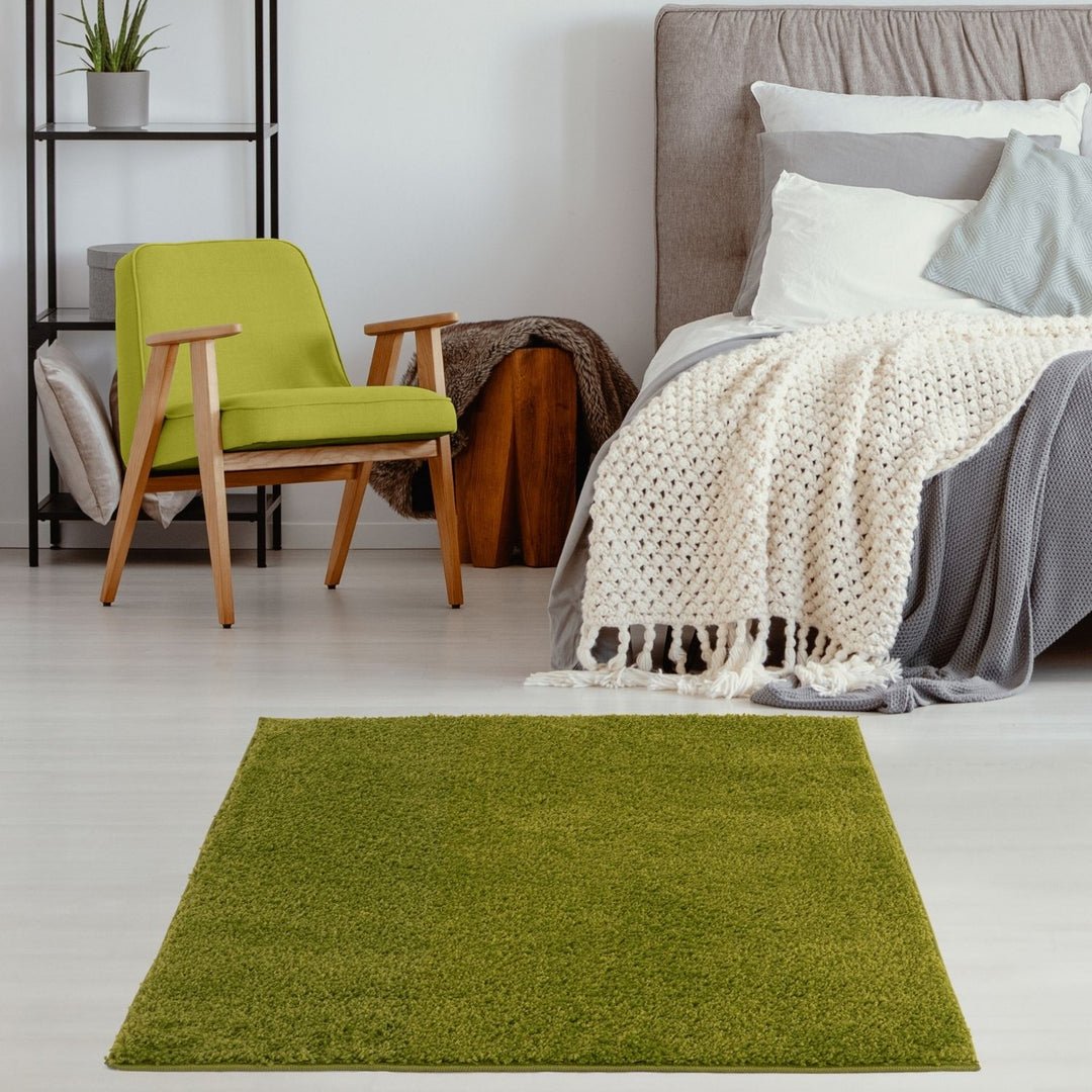 The Rugs Green Myshaggy Plain Shaggy Square Rug - 120 x 120cm