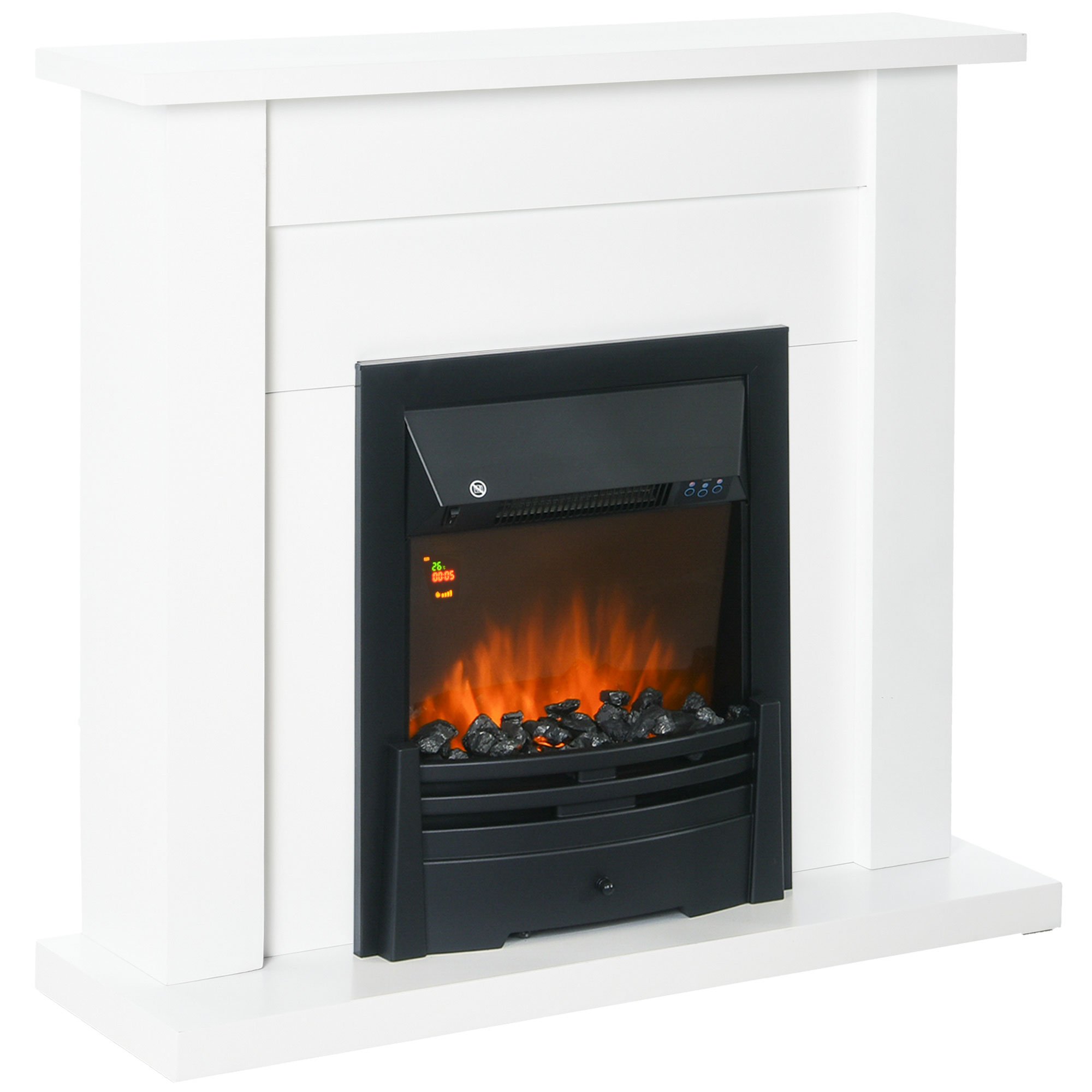 HOMCOM Electric Fireplace Suites & Mantelpiece w/LED - White
