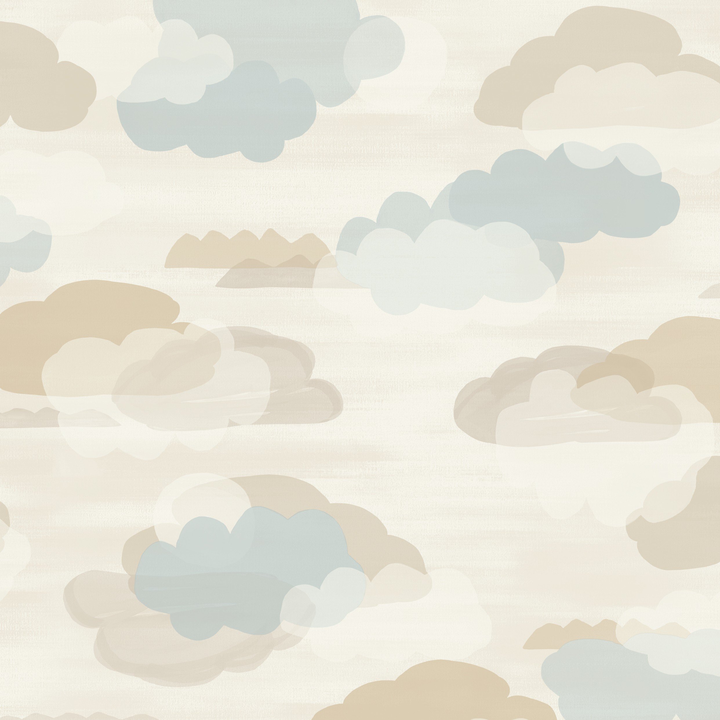 Grandeco Figari Fluffy Clouds Nursery Textured Wallpaper - Neutral