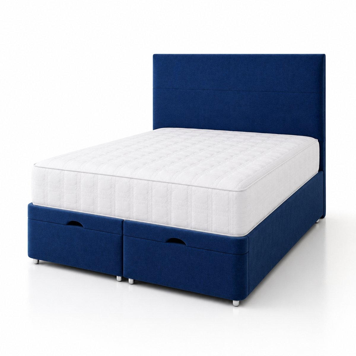 Comfy Deluxe  Plain  6ft Super King  End Lift Ottoman Bed Set - Blue