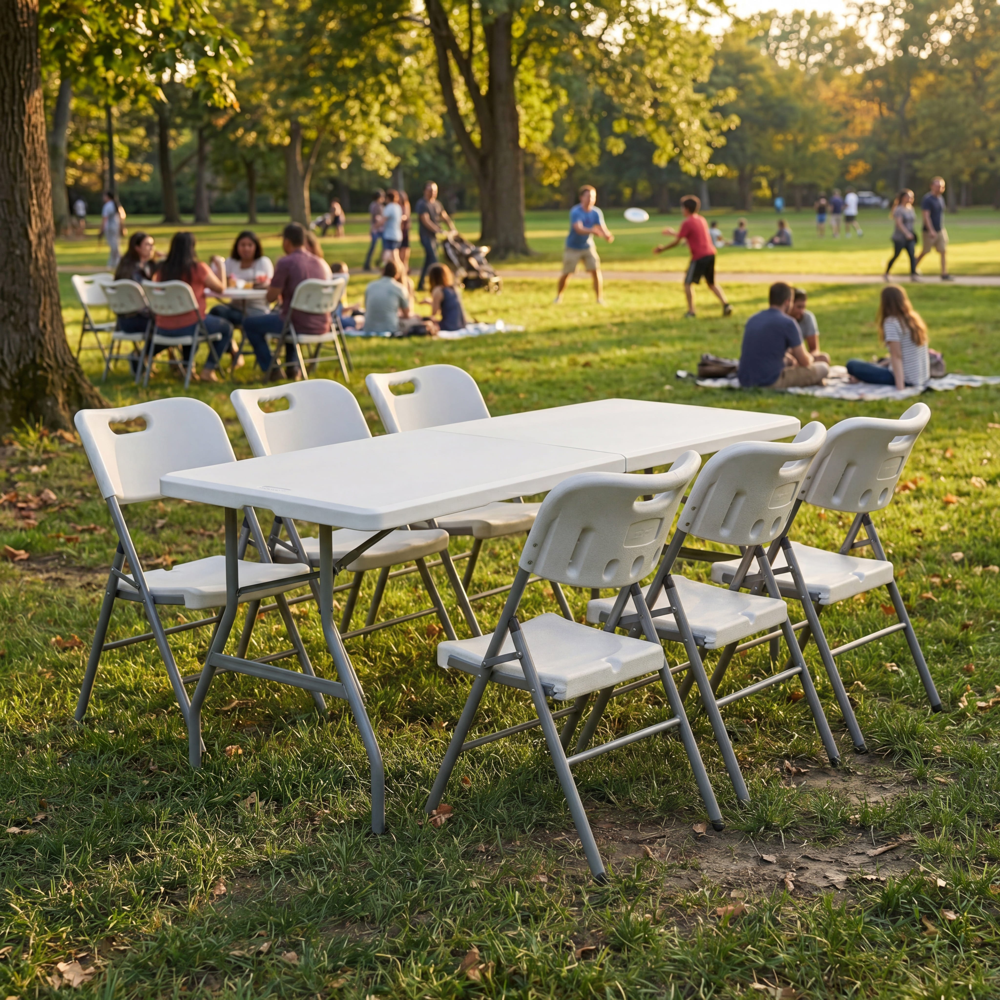 Home Vida 5ft Folding Table & 6 Chairs Dining Set - White