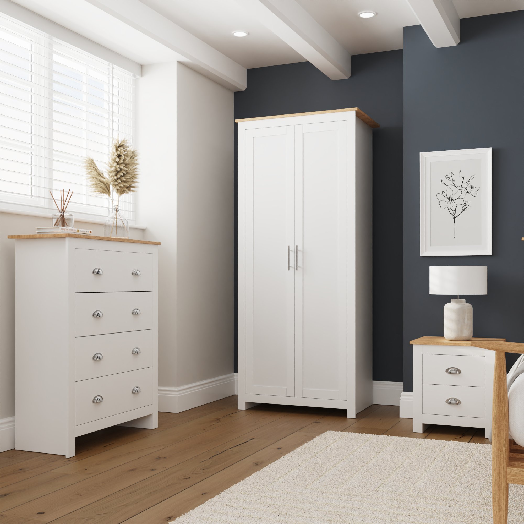 GFW Lancaster 3 Piece Bedroom Set - White