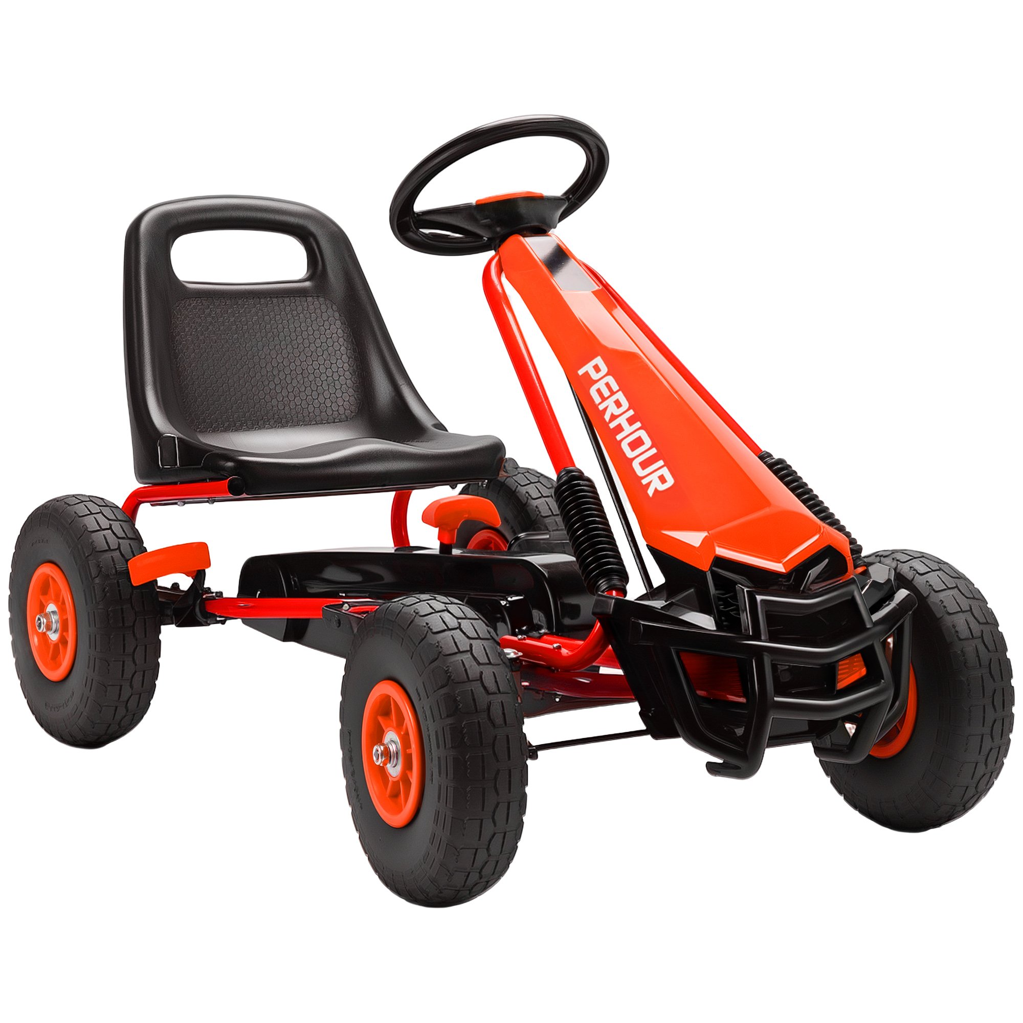AIYAPLAY Adjustable Seat EVA Tyres Clutch Brake Kids Pedal Go Kart - Red