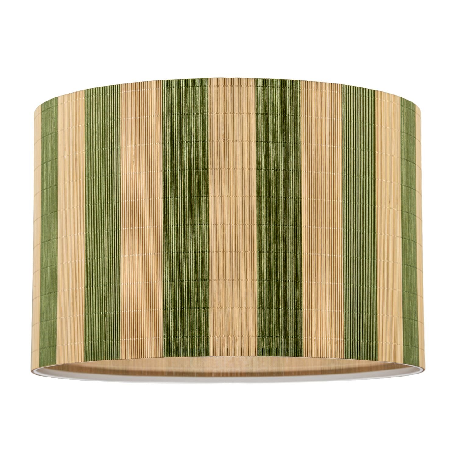 Happy Homewares Chic Natural Brown Bamboo with Garden Olive Lampshade - 25cm