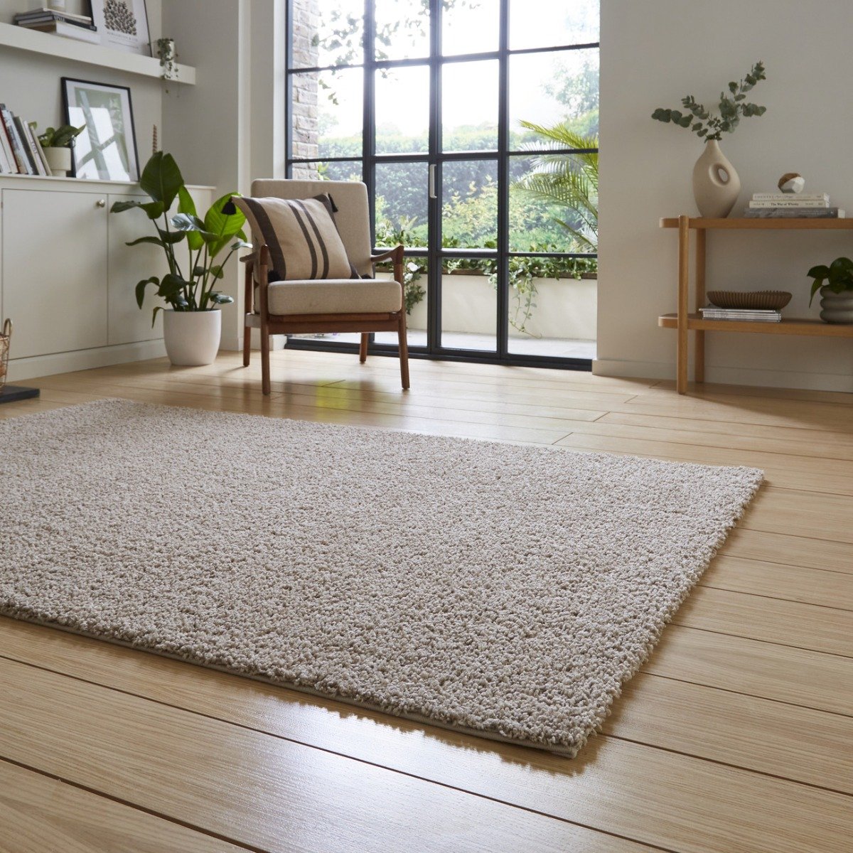 Mega Flooring Beige Modern Plain Rug - 160 x 230cm