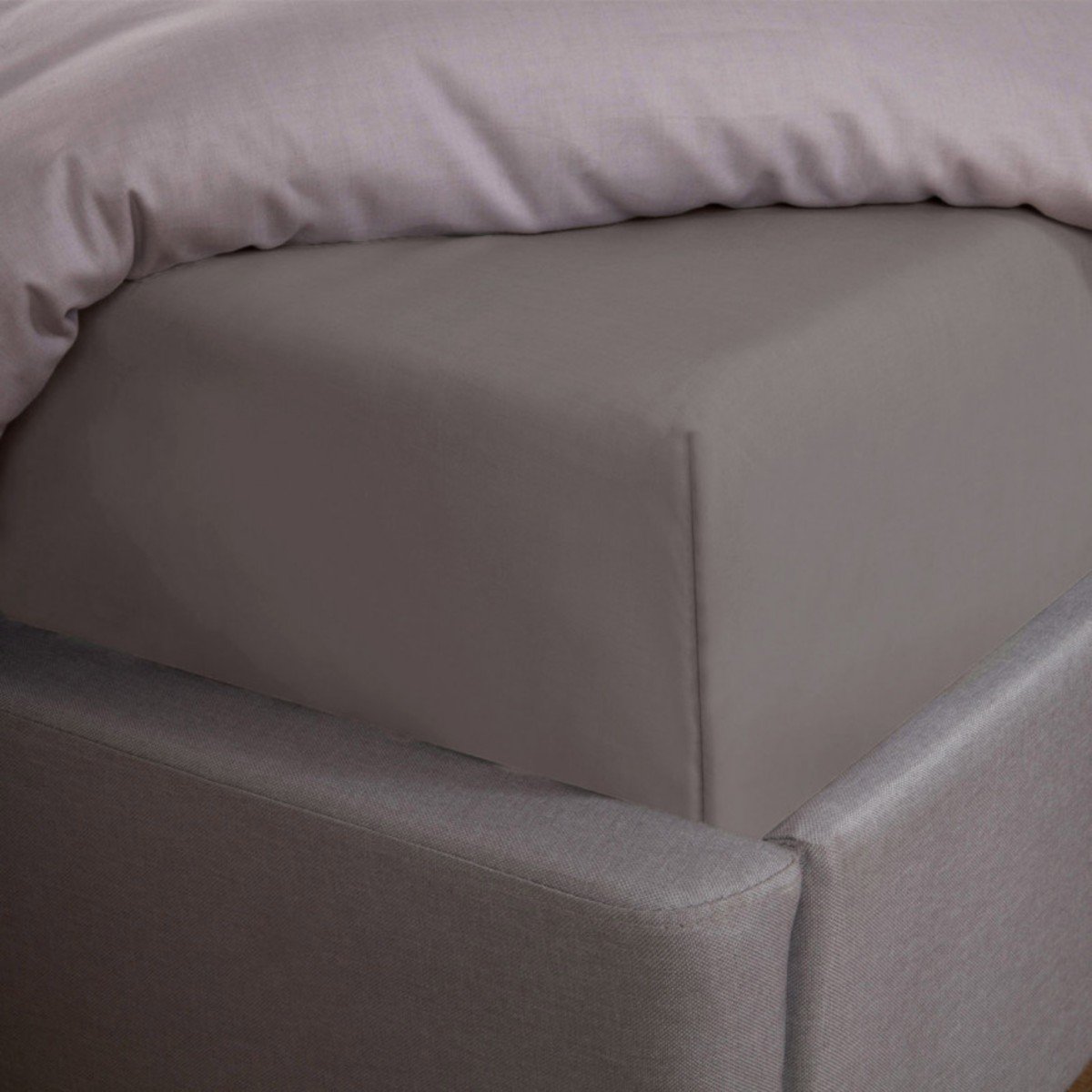 OHS Plain Dyed Cotton Deep Fitted Bed Sheet Grey - King