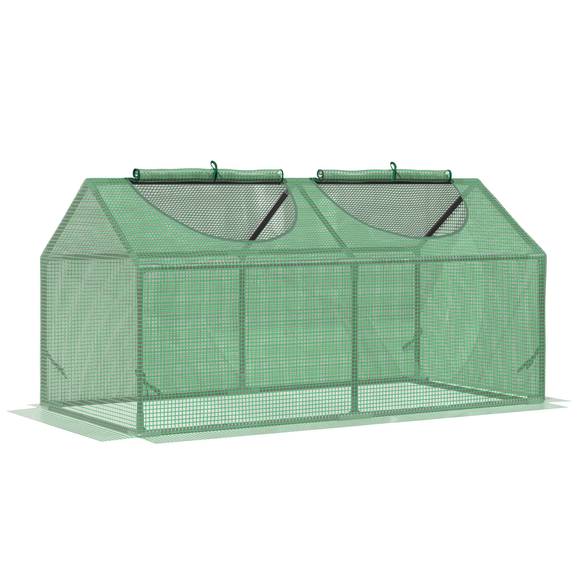 Outsunny Steel Frame PE Cover 2 Windows Mini Greenhouse – Green