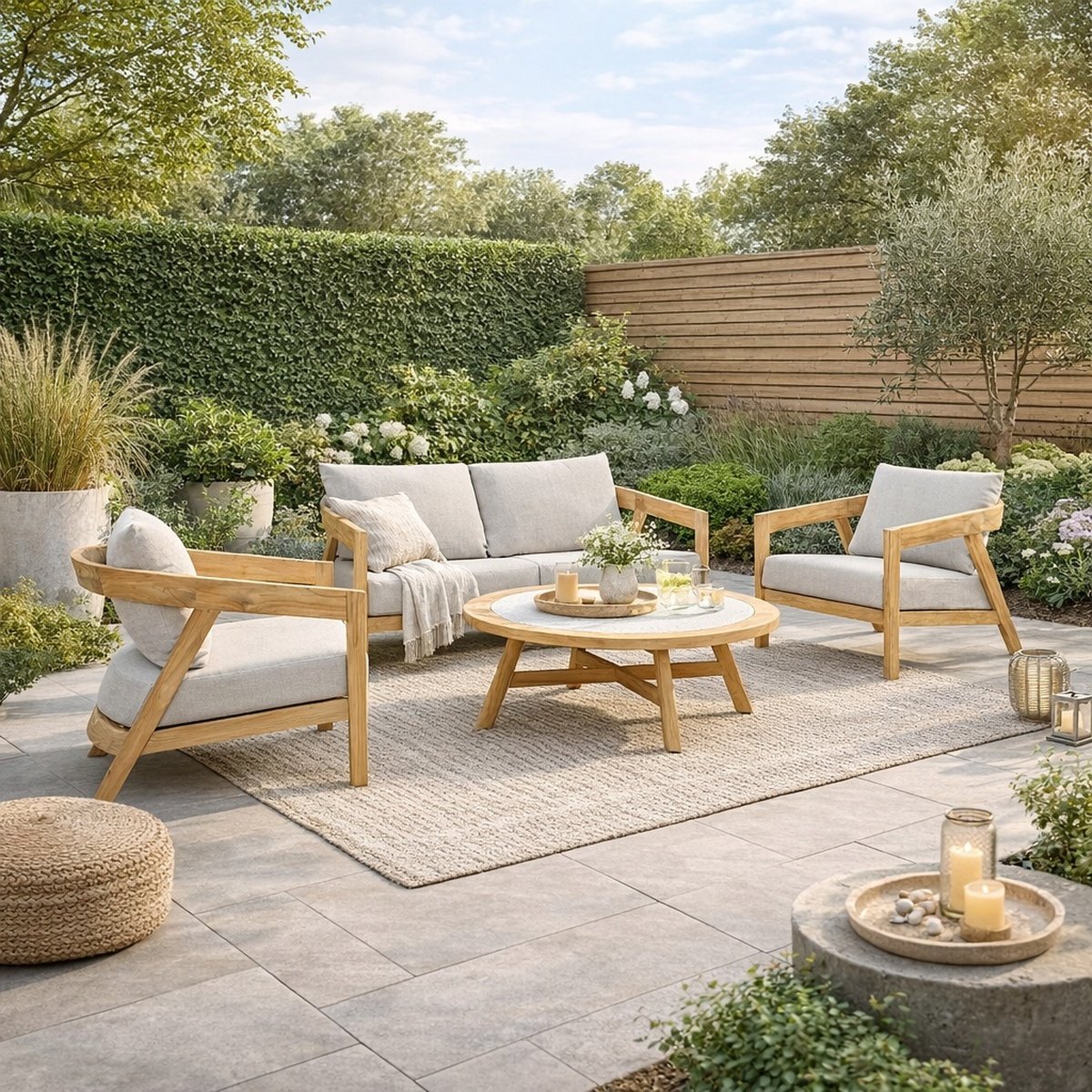 Kettler Kubu 4 Seater Teak Lounge Set - Natural Wood