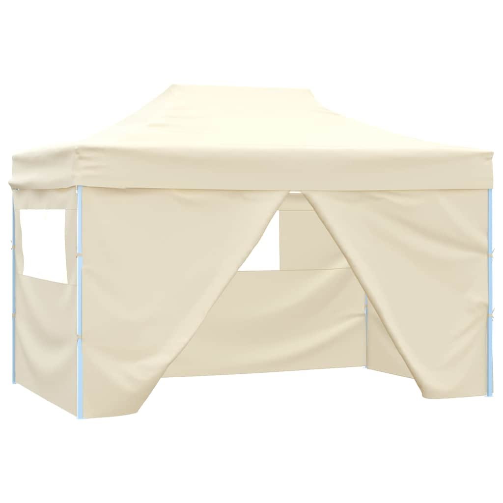 Walplus 3 x 4.5 m Foldable Pop-Up Tent with 4 Side Walls - Cream White