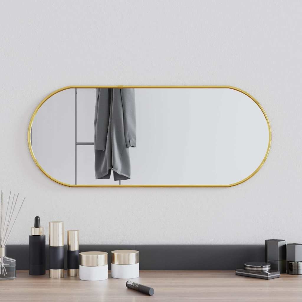 Walplus Oval Glass Wall Mirror - Gold - 60 x 25 cm