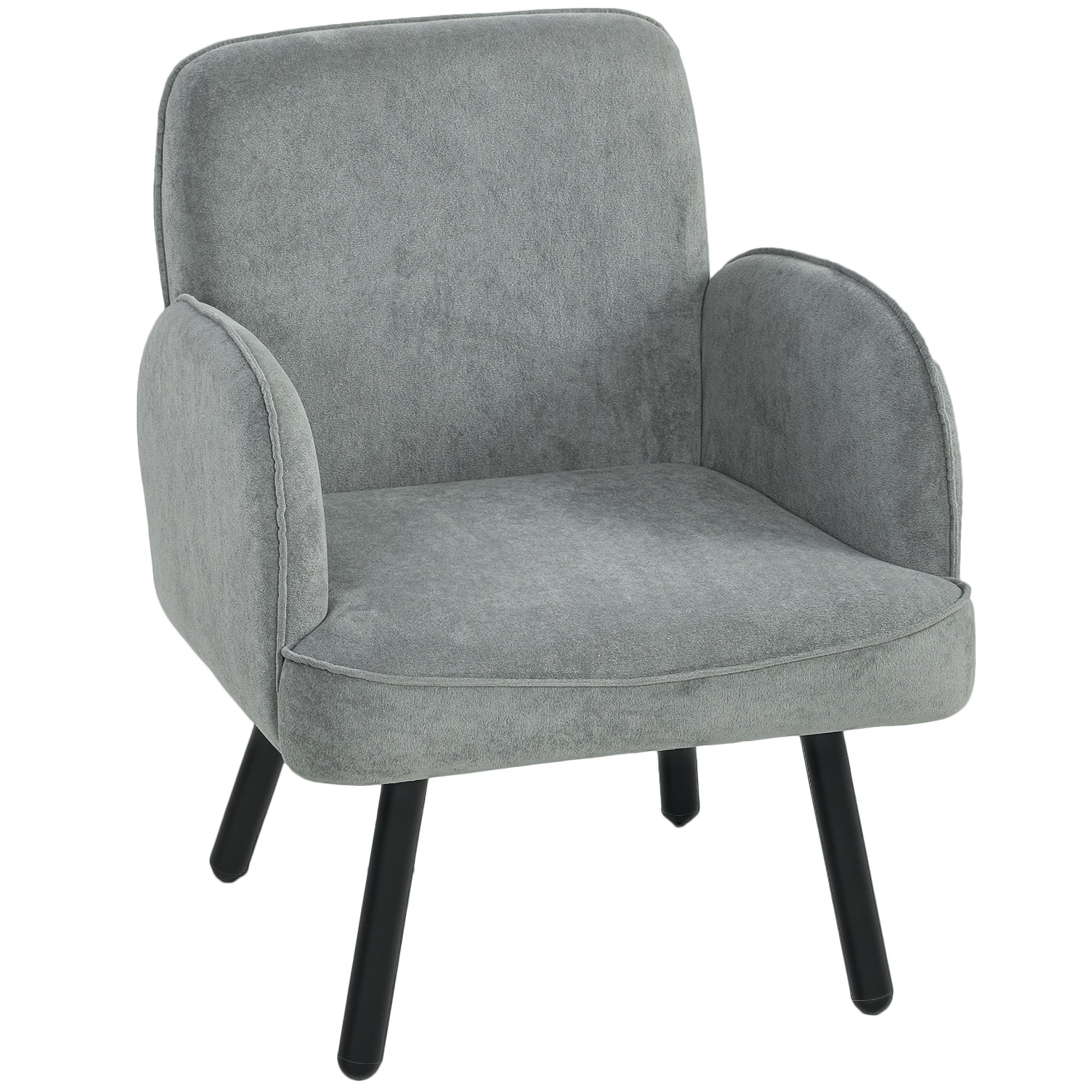 HOMCOM Velvet Modern AModern Lounge Chair for Living Room - Grey
