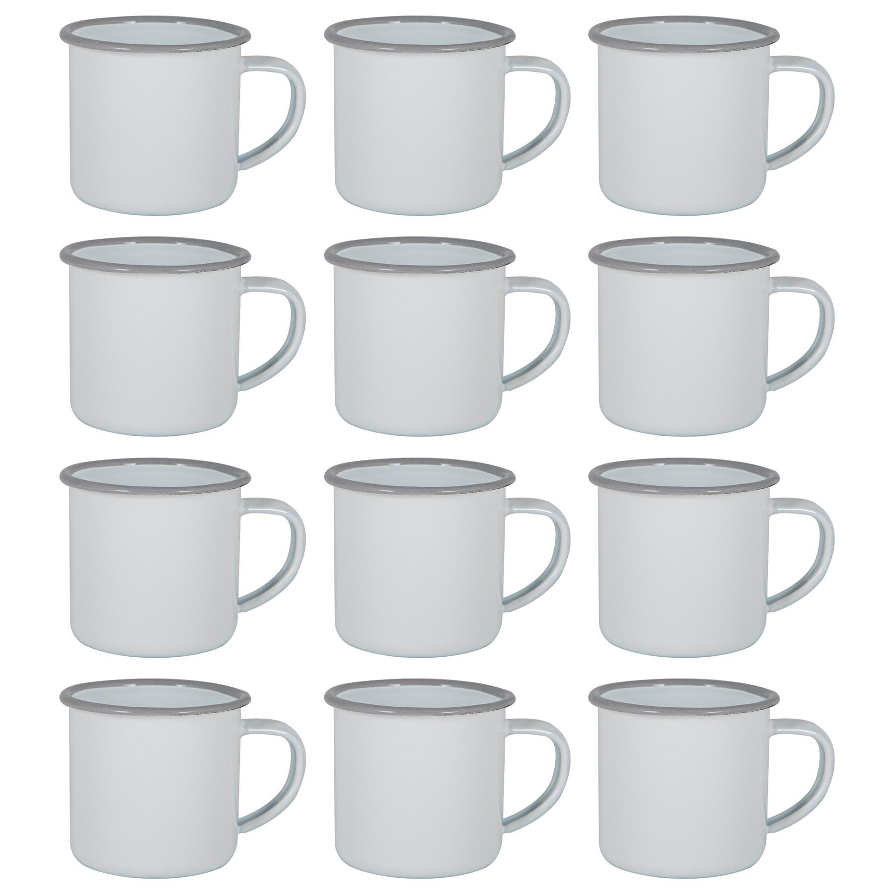 Argon Tableware White Enamel Espresso Cups - 130ml - Grey - Pack of 12