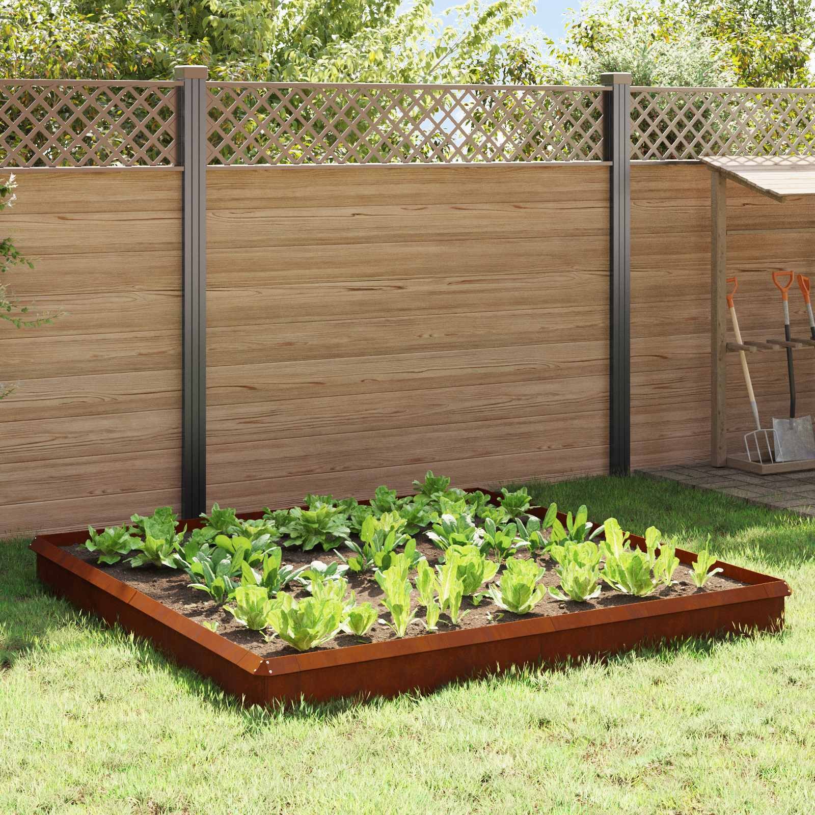 Walplus Pack of 12 Weathering Steel Snail Fences - Rusty - 100 x 3.5 x 25 cm