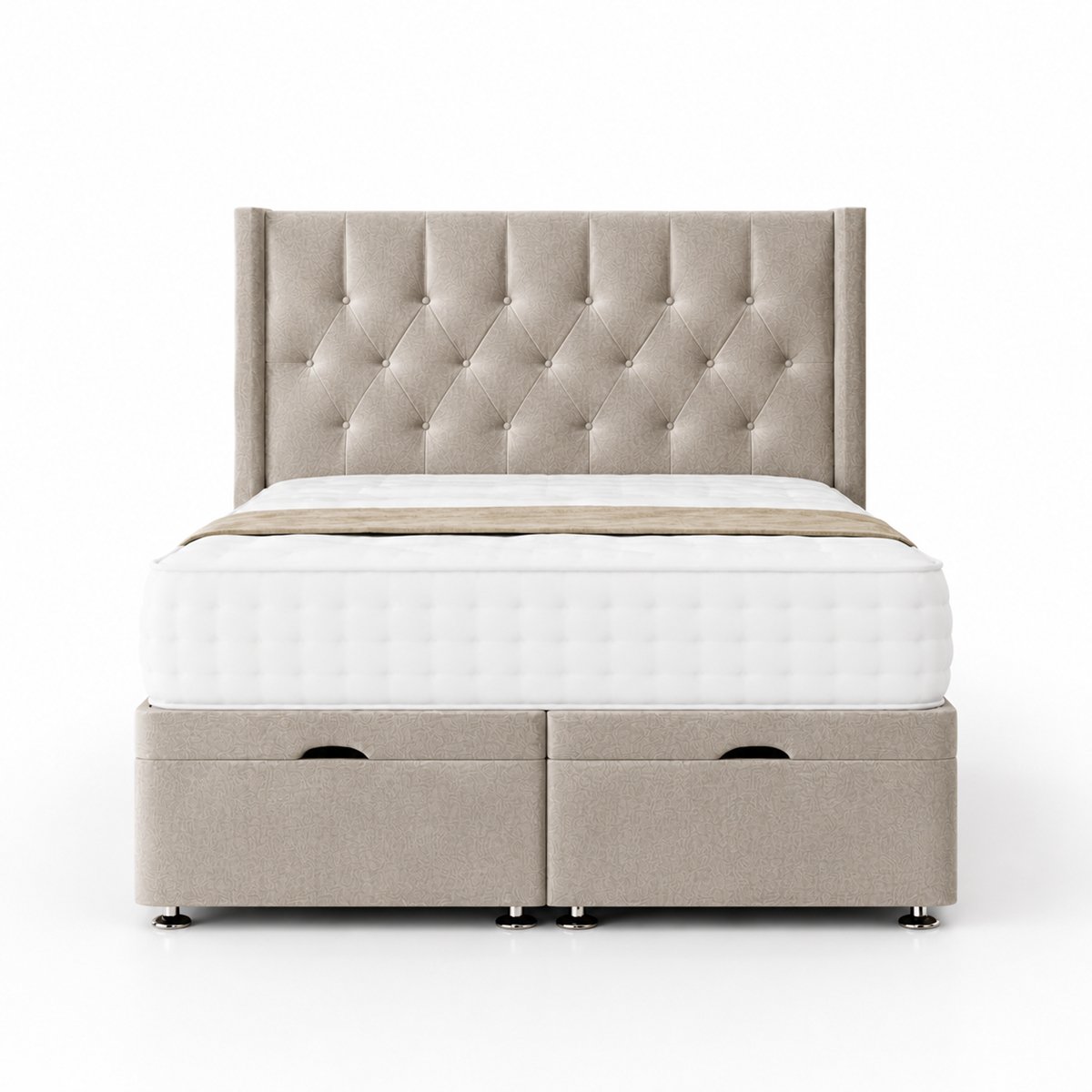 Comfy Deluxe Miami Wing 4ft6 Double End Lift Ottoman Bed Set - Coffee
