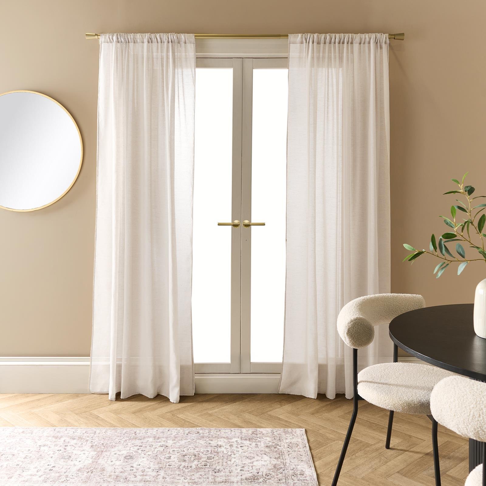 OHS Linen Look Slot Top Voile Curtains 140 x 224cm - Ivory