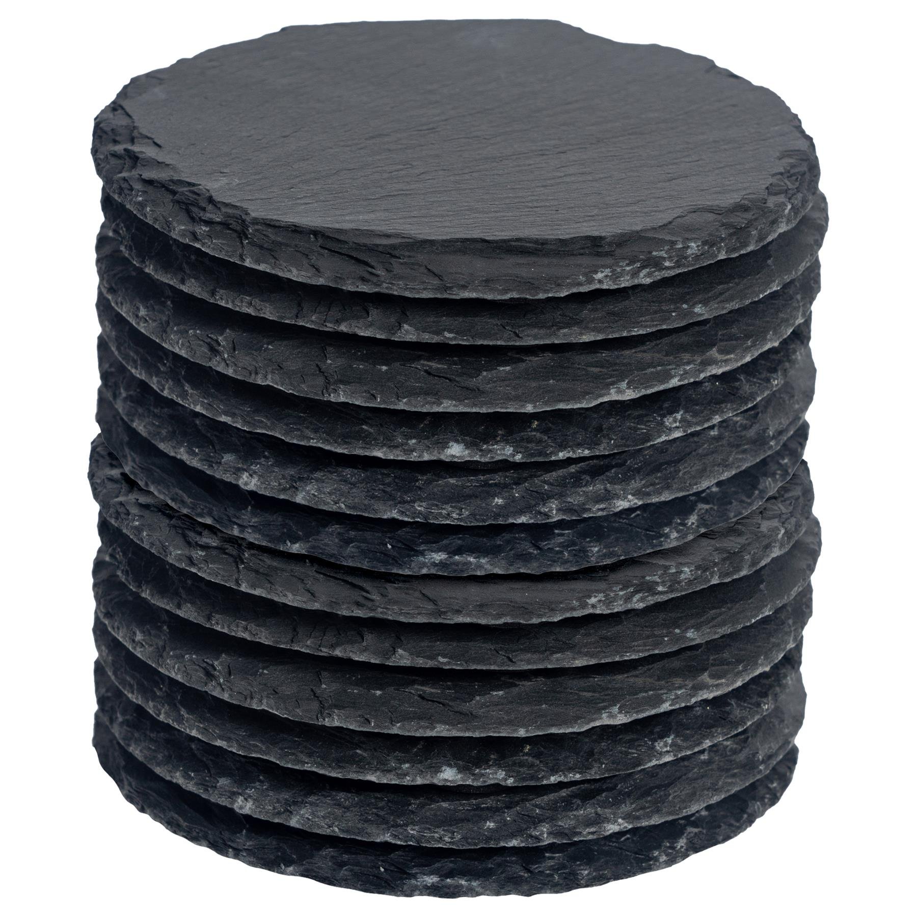 Argon Tableware Round Slate Coasters - Pack of 12