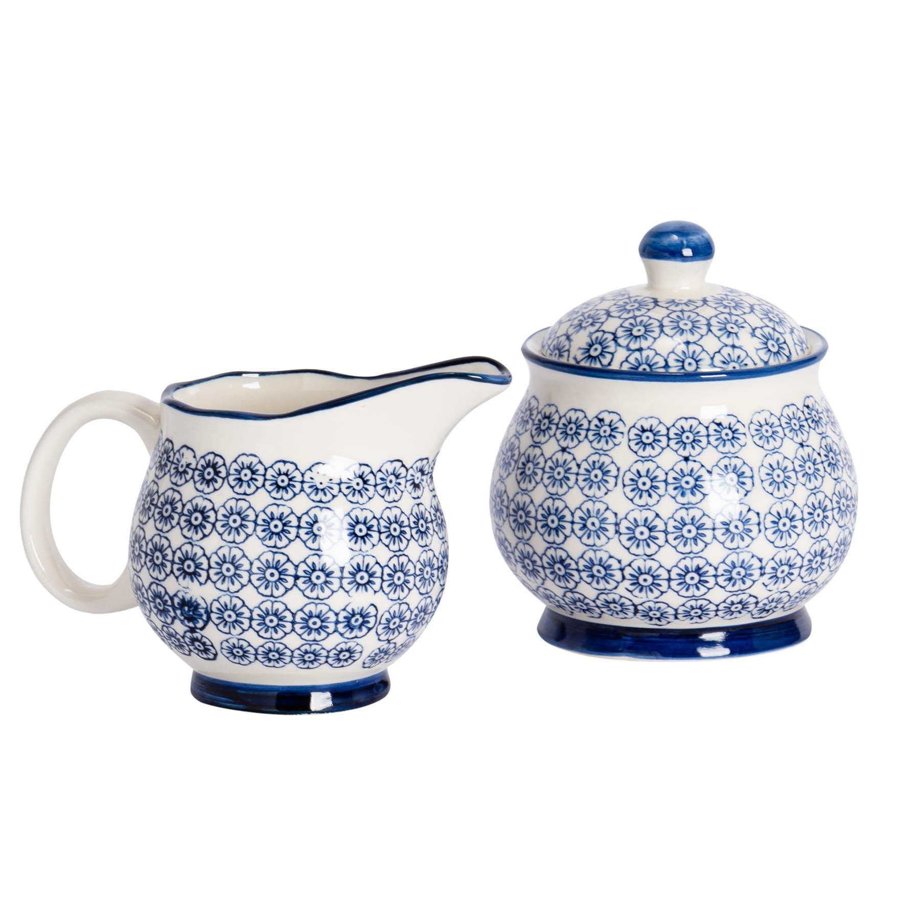 Nicola Spring Hand-Printed Milk & Sugar Set - Navy