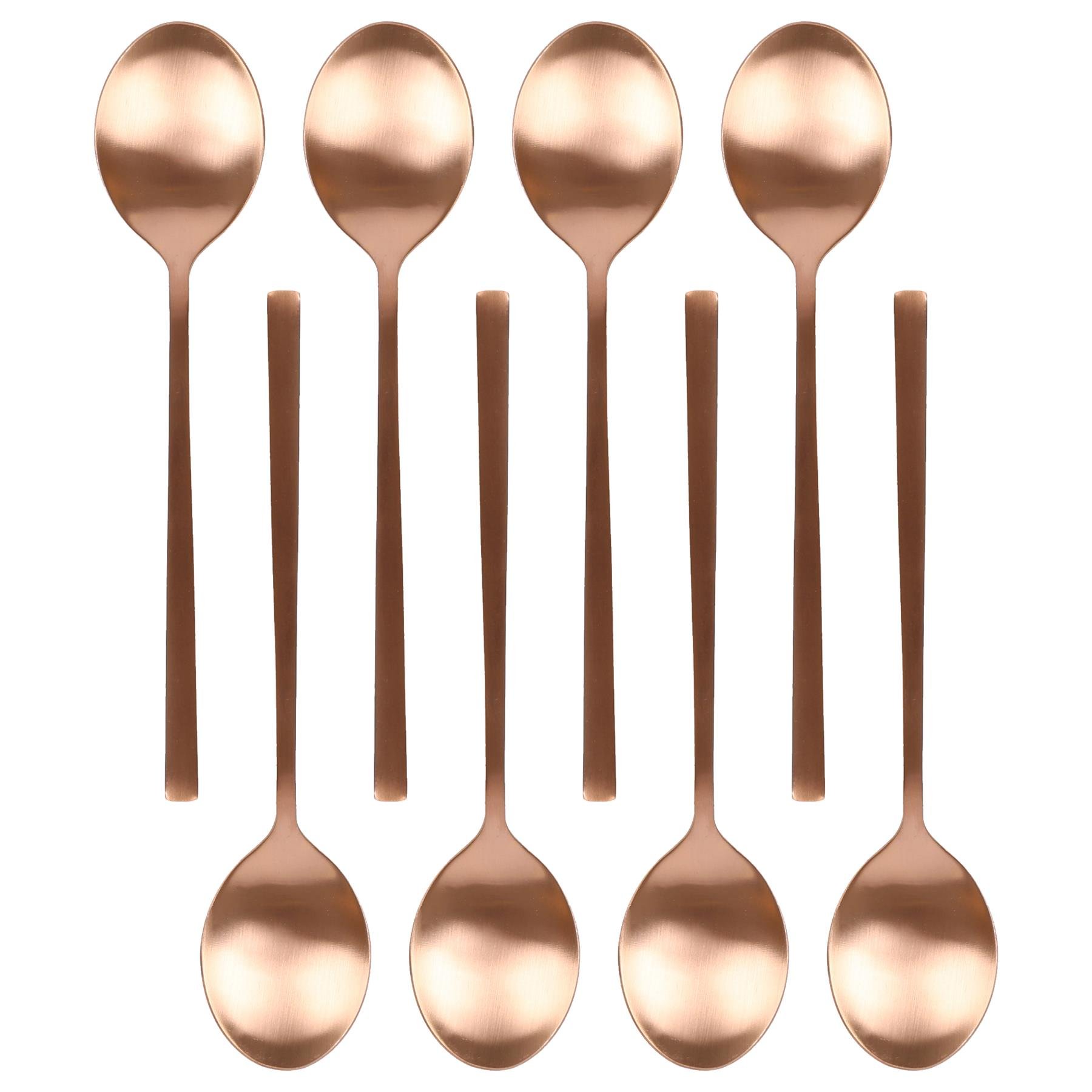 Argon Tableware Stainless Steel Dessert Spoons - Copper - Pack of 8