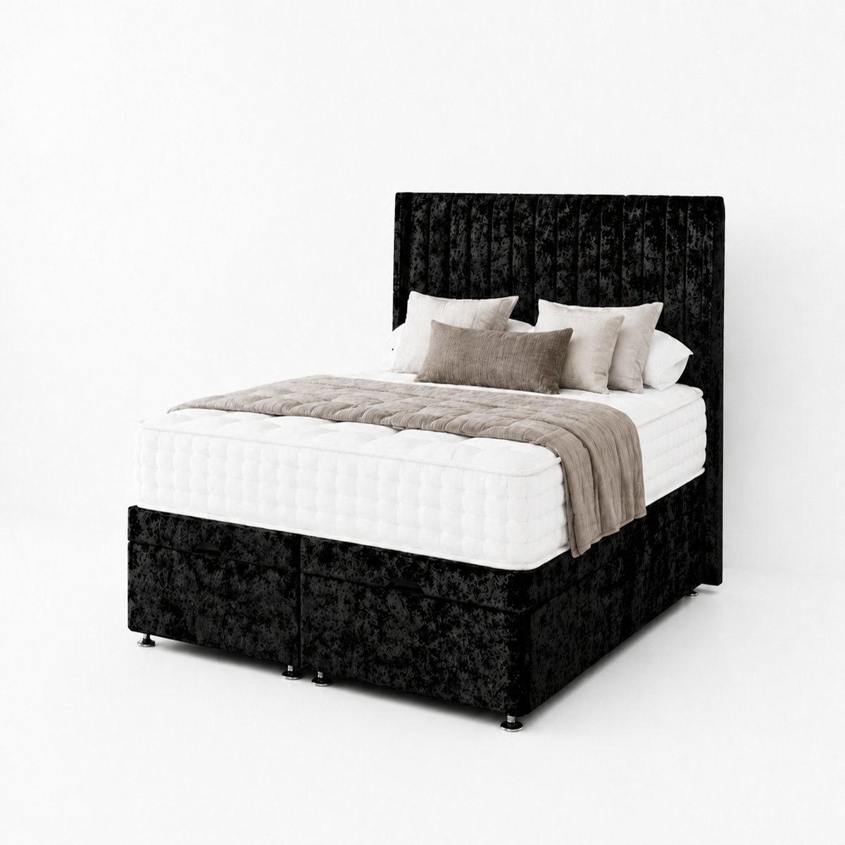 Comfy Deluxe Eva 4ft6 Double End Lift Ottoman Bed Set - Black