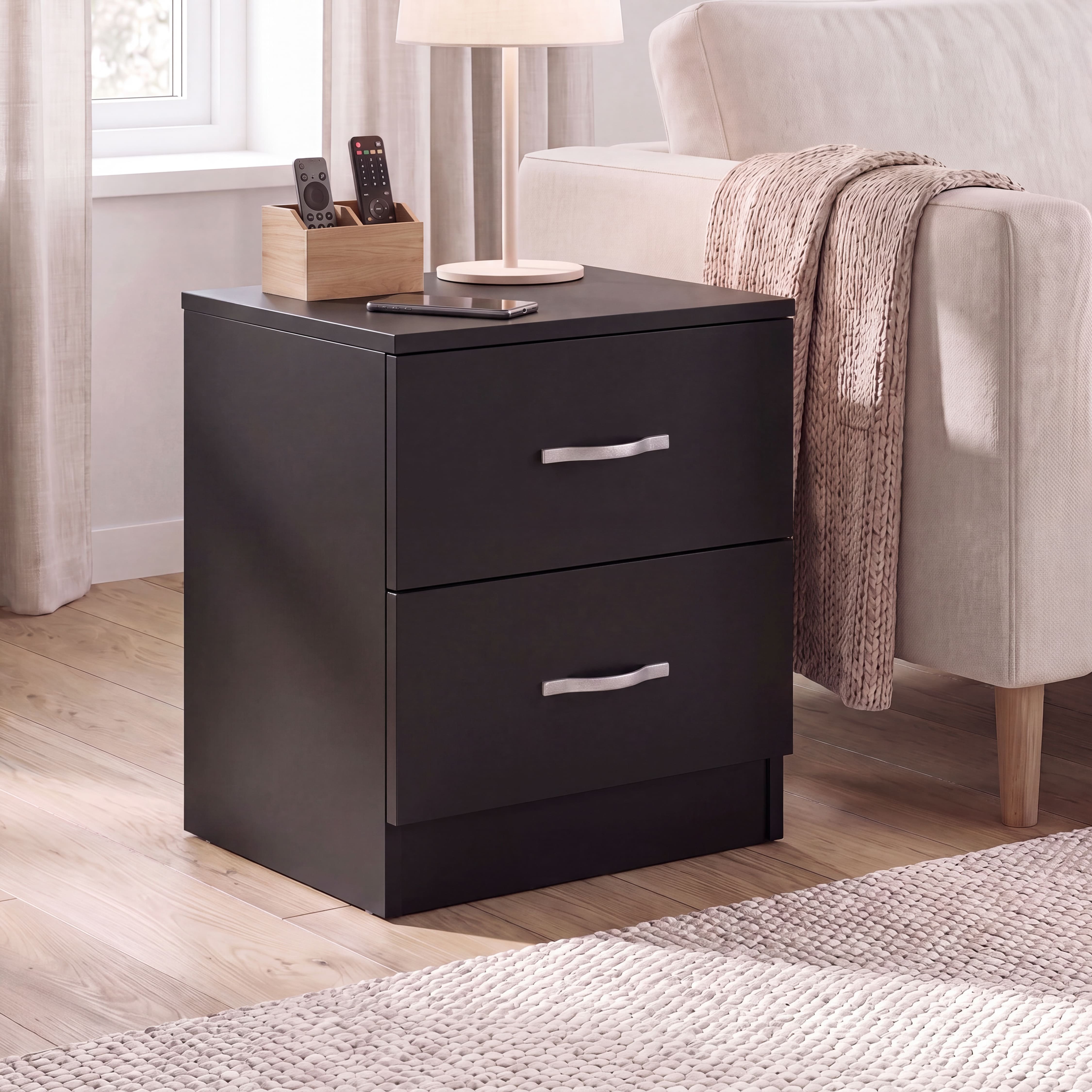 Vida Designs Riano 2 Drawer Bedside Chest - Black