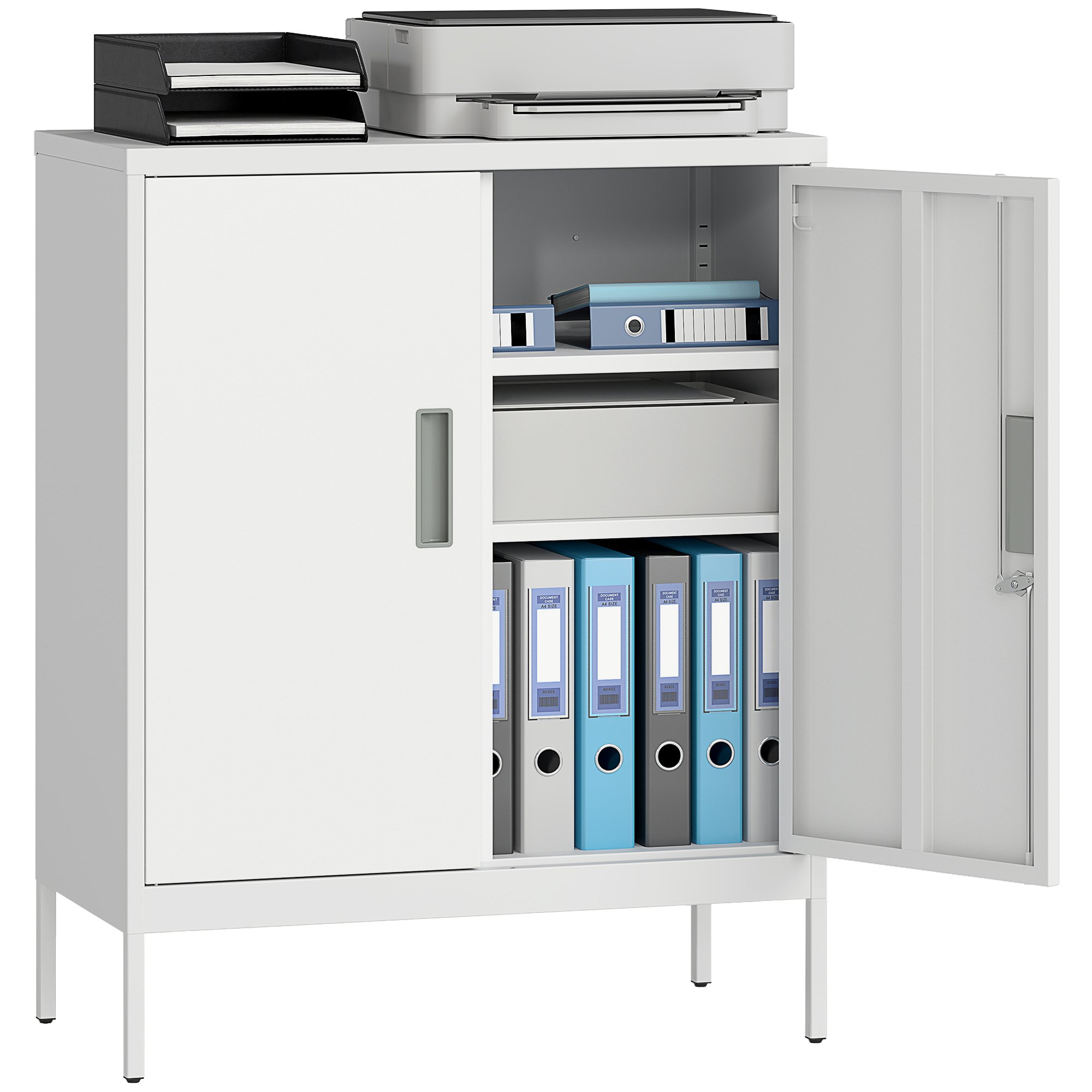 HOMCOM Metal Adjustable Storage Cabinet - White