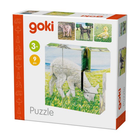 Goki Farm Animals Jigsaw Puzzle Cubes - 9 Piece