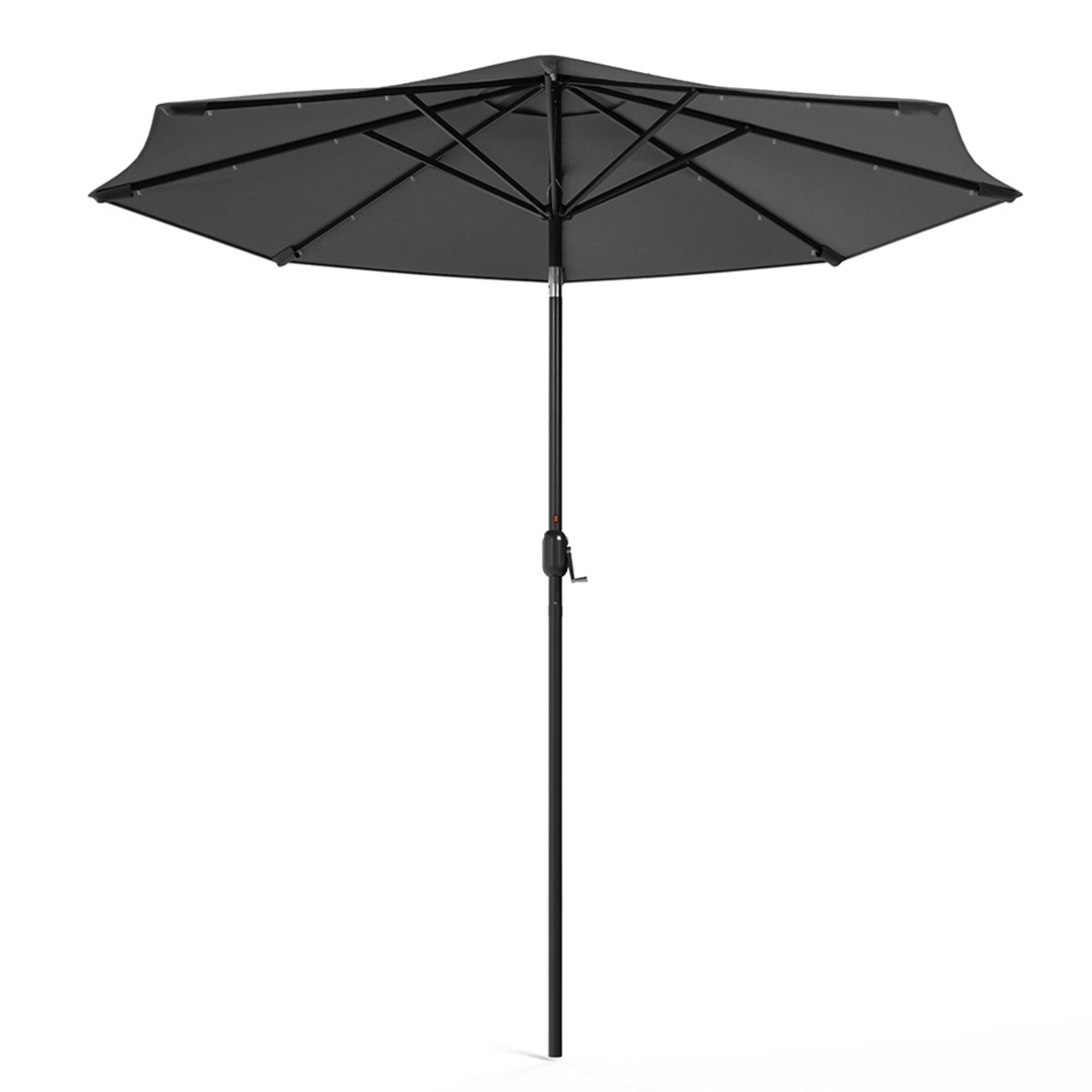 Living and Home Solar LED Patio Parasol with Crank 3m - Dark Grey