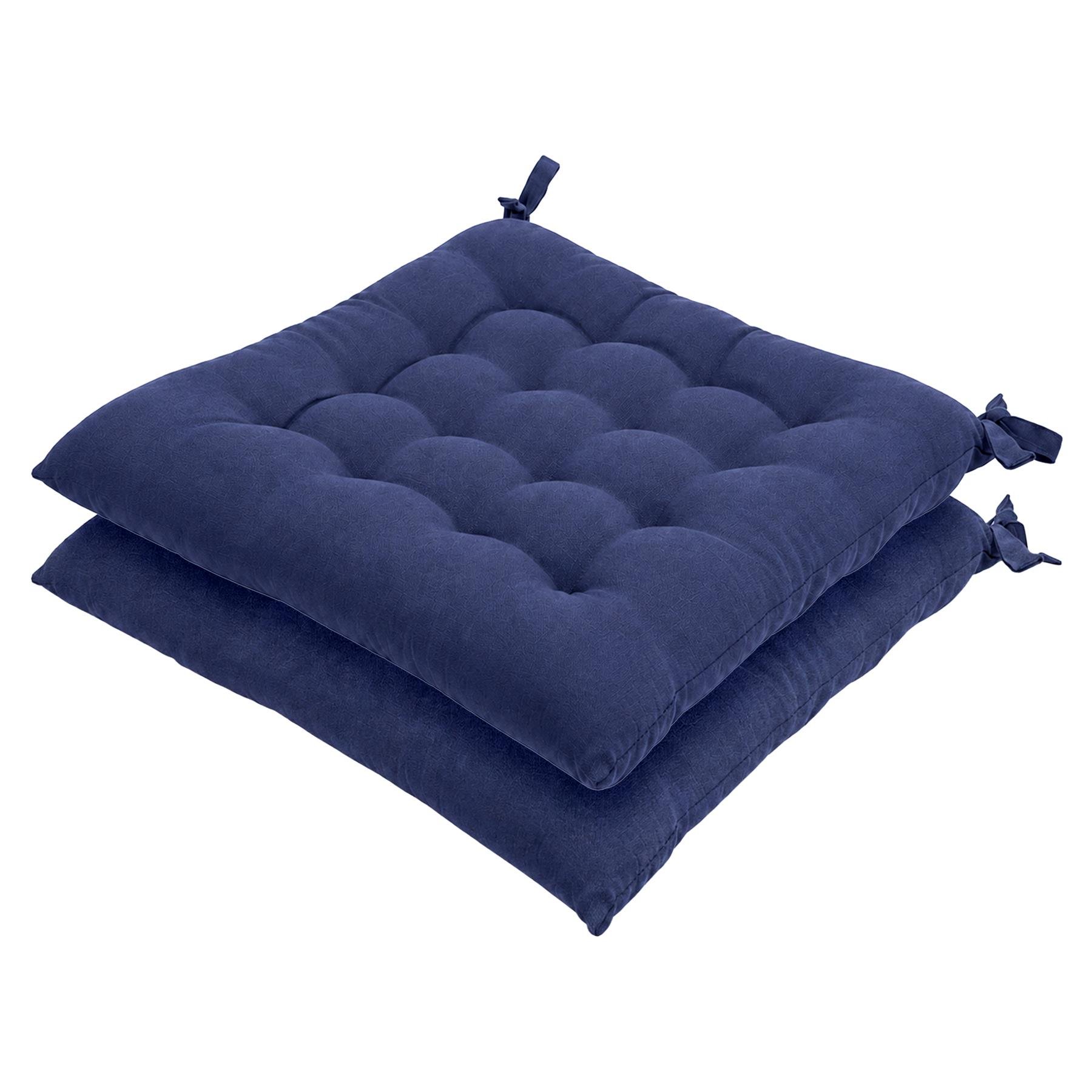 Harbour Housewares Square Seat Pads - 40 x 40cm - Navy - Pack of 2