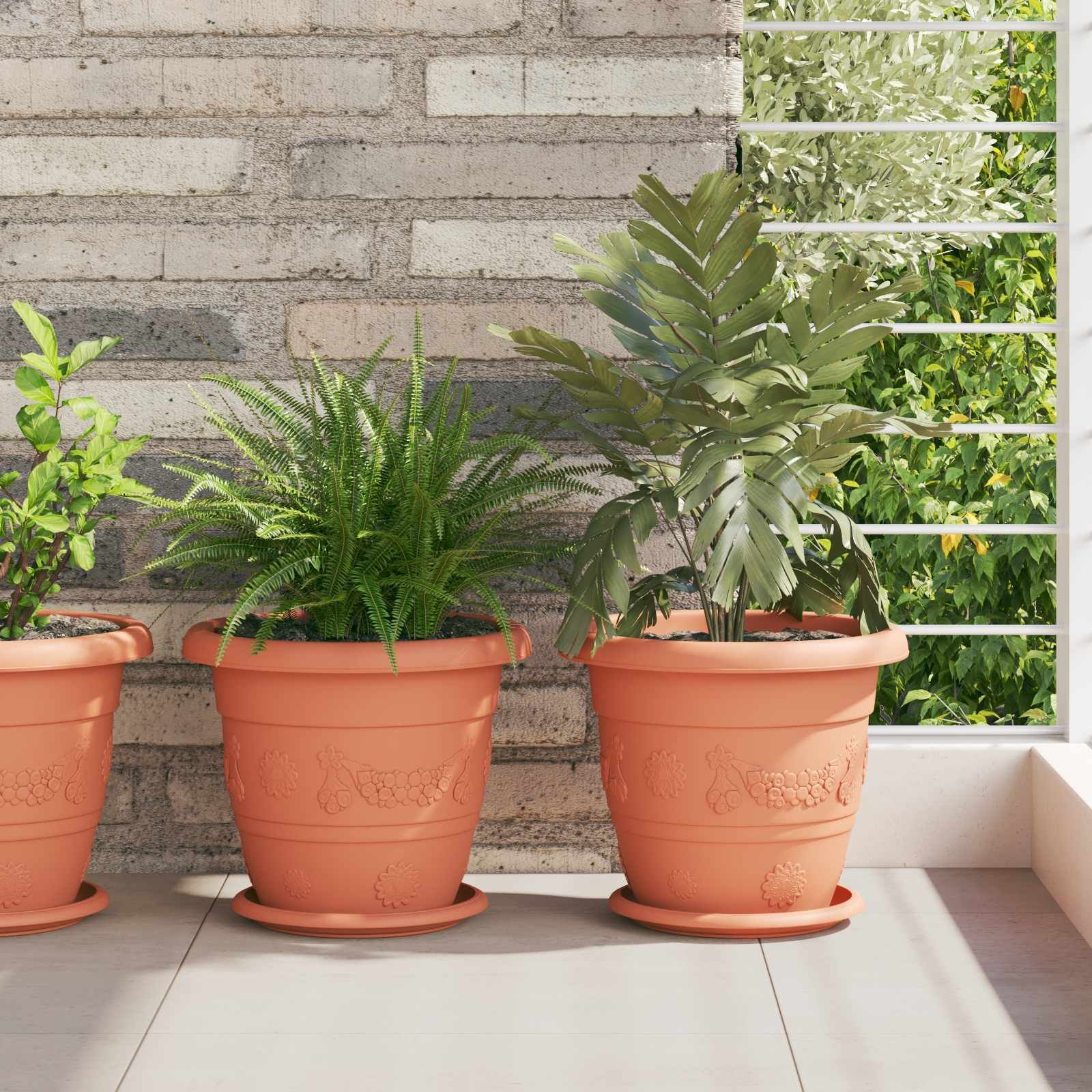 Walplus Pack of 24 Plastic Plant Pot - Brick Red - 26 x 26 x 21.5 cm
