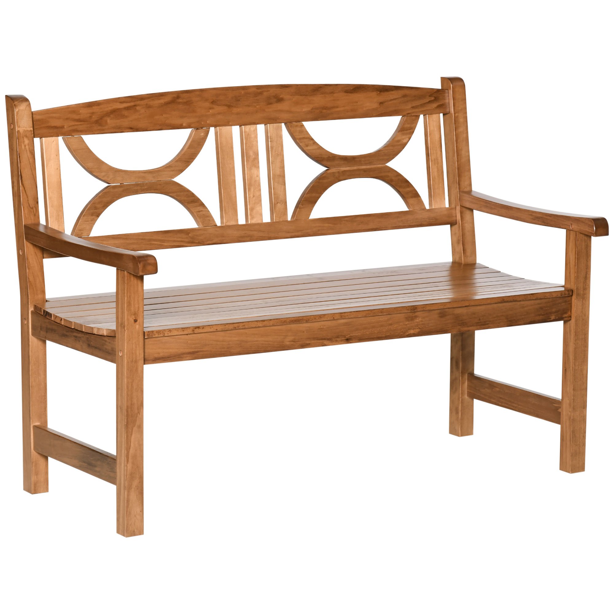 Outsunny 2 Seater Poplar Garden Bench - Natural