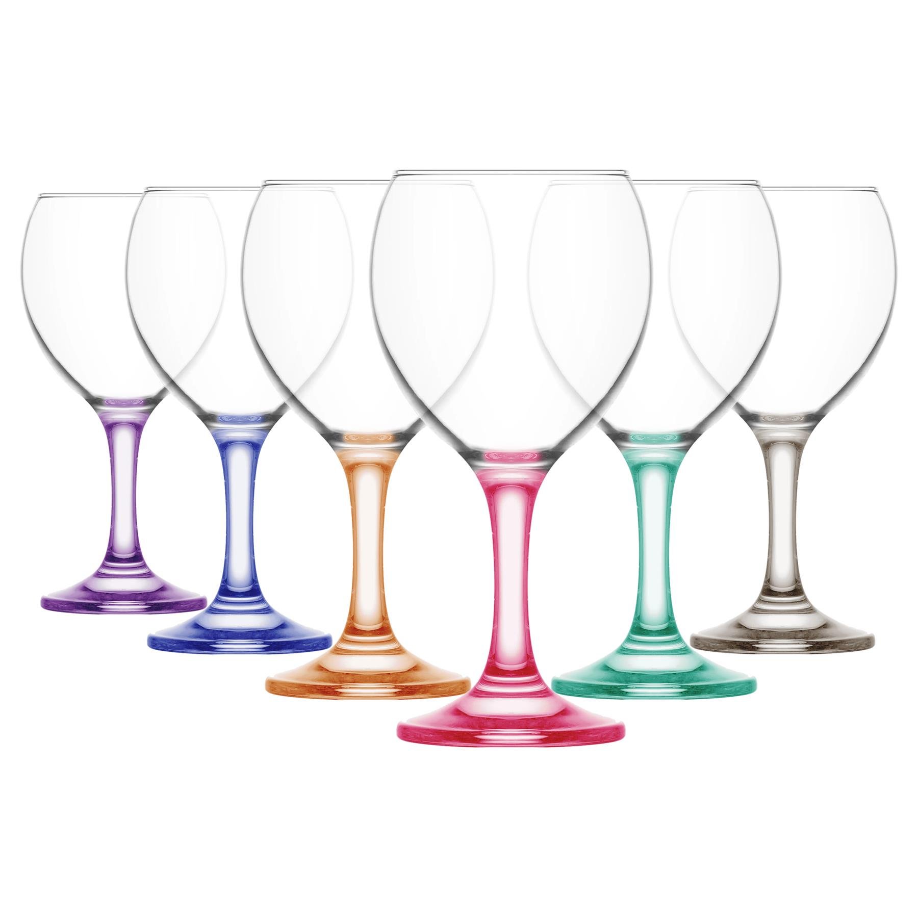 LAV Misket Wine Glasses -  Coloured Stem - Pack of 6