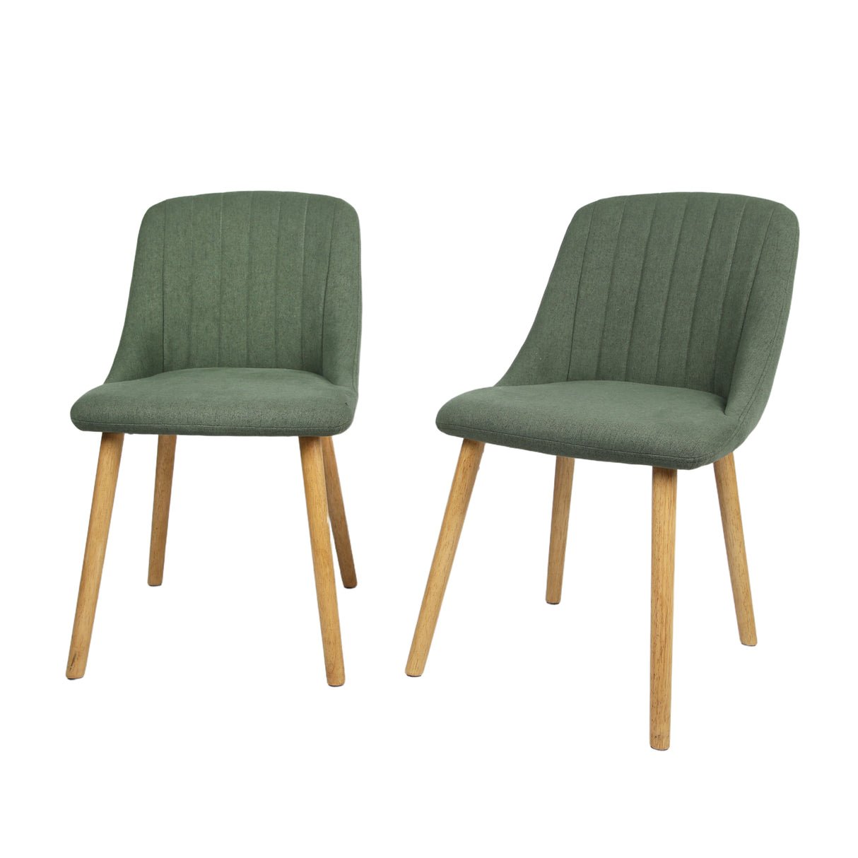 HomeGardenDirect Emilia Textured Linen Dining Chair Set of 2 - Green