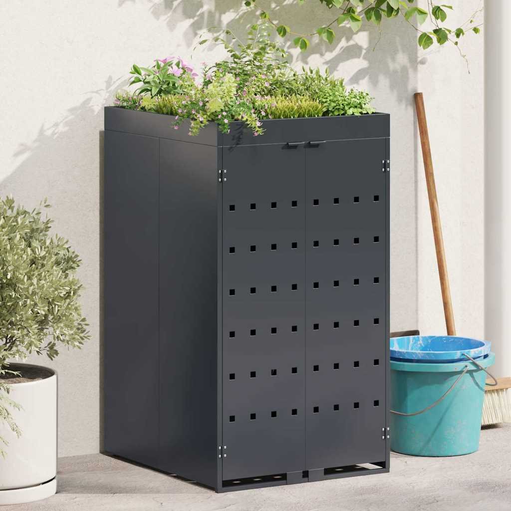 Walplus Single 240 L Steel Wheelie Bin Store - Anthracite - 68 x 77.5 x 121.5 cm